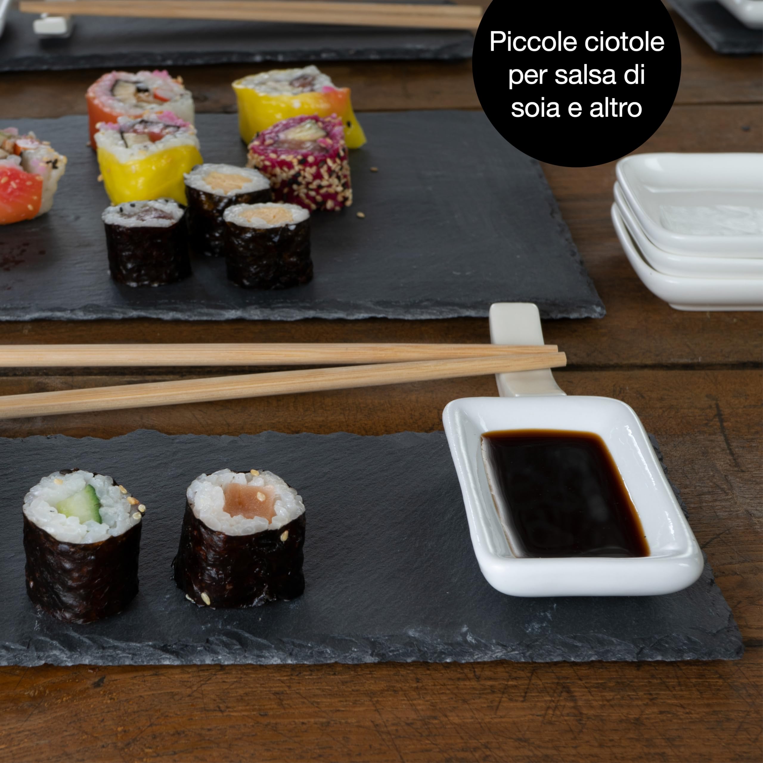 Moritz & Moritz 22 pezzi Set da portata per Sushi per 4 persone. Set con 4 piatti, 1 piatto da portata, 4 ciotole, 8 bacchette da Sushi e altro ancora