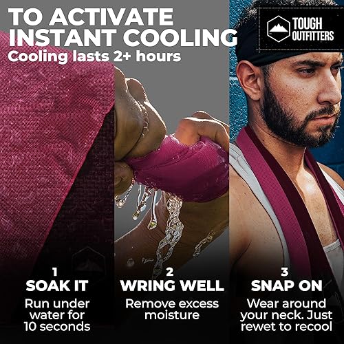 Miniatura 3 de Tough Outdoors Toallas de enfriamiento para cuello y cara, toalla de enfriamiento para el cuello para clima caliente, yoga, deportes, golf, sudor,