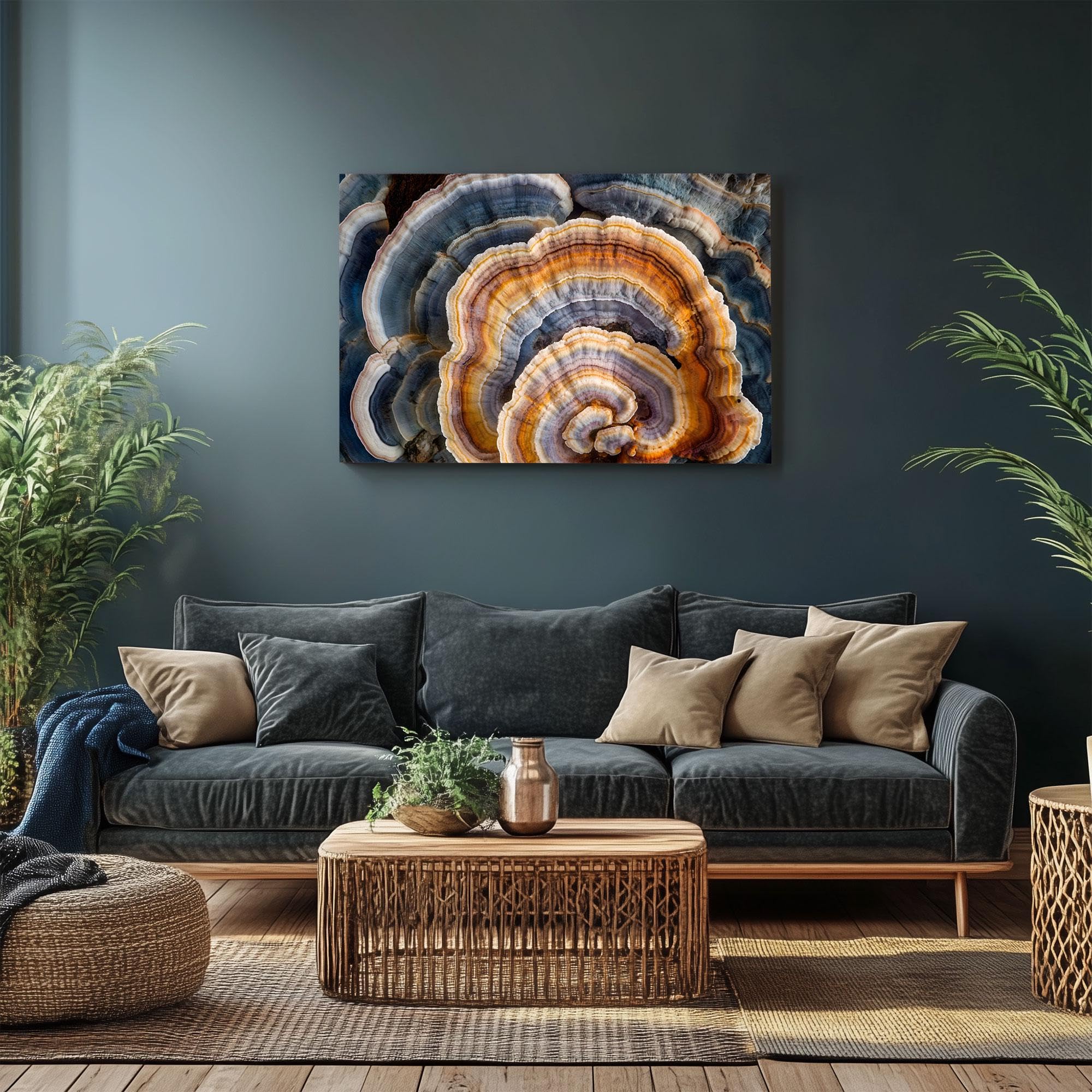 lianyibo Leinwandbild „Pilzringe“ | Kunstdruck für Naturliebhaber und Sammler von Wildpflanzen und Pilzen (70 x 100 cm/Innenrahmen)