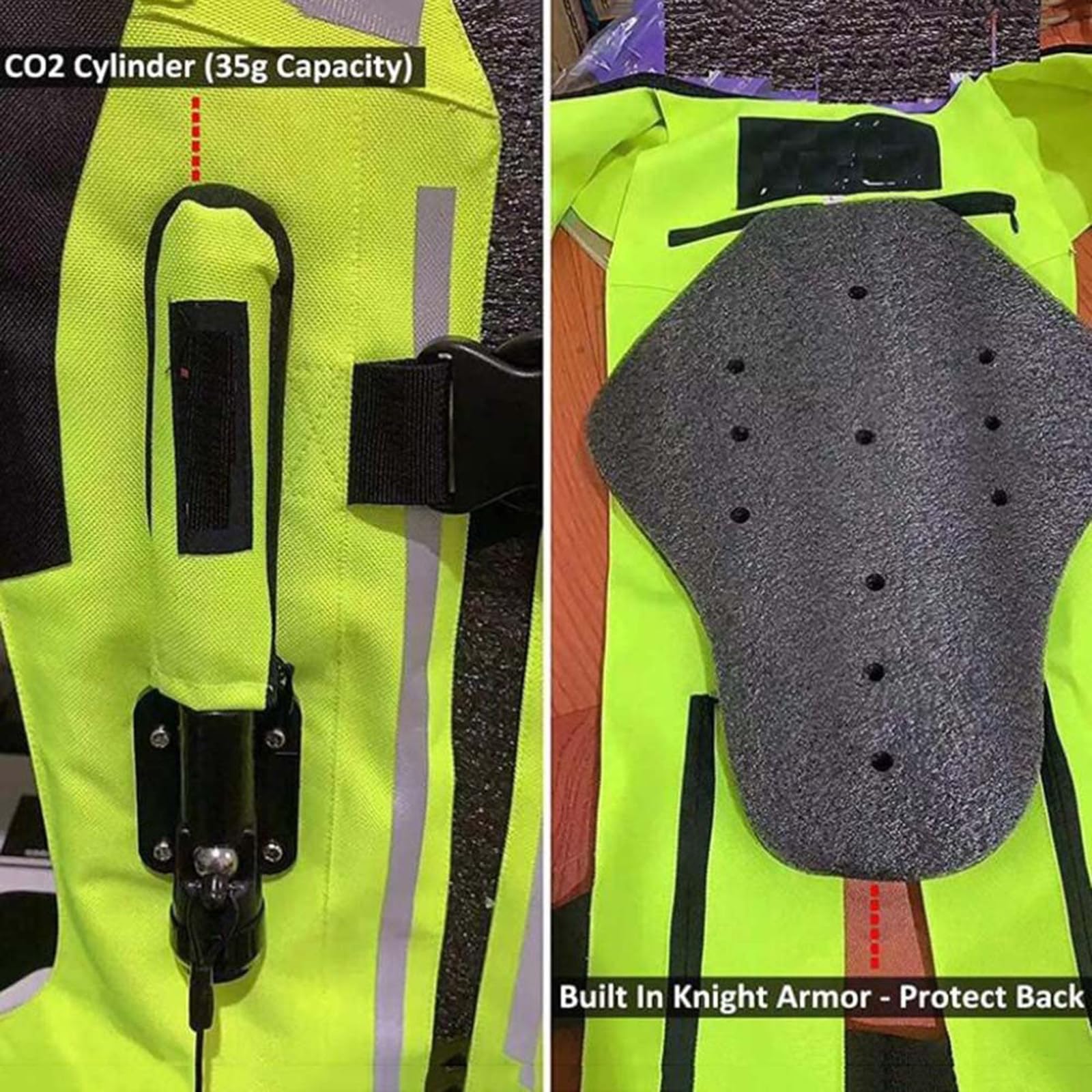 Motorrad Airbag Weste mit 0,3S Inflation, Faltbare Rückenschaukel, Nacken- & Schwanzschutz für Motocross, Fahrradrennen