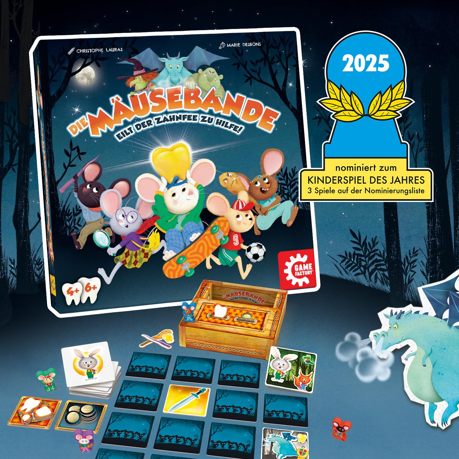 Game Factory 646058 Die Mäusebande, kooperatives Kinderspiel, Familienspiel | Merkspiel, Memospiel für Kinder ab 4 und 6 Jahren