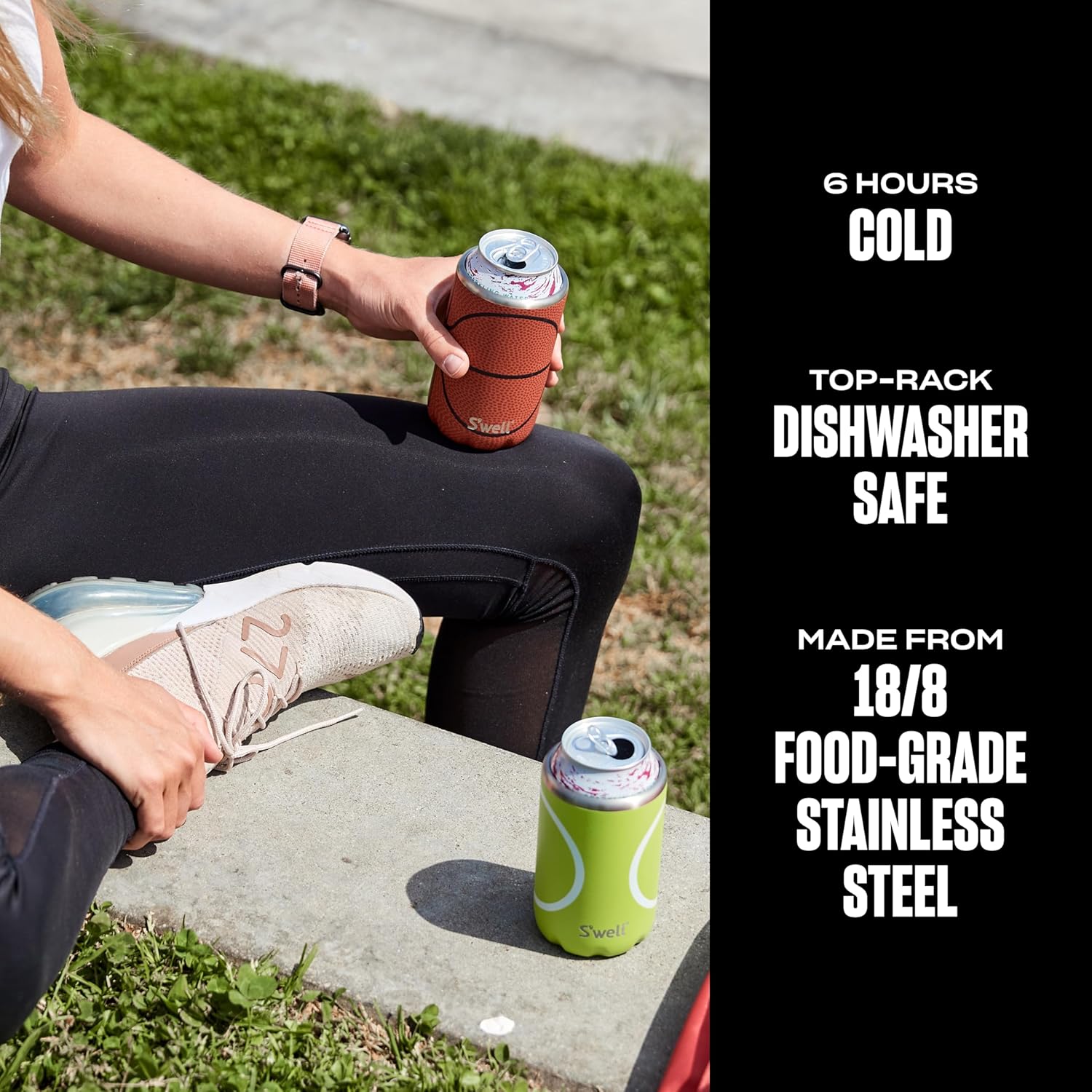 S'well Stainless Steel Drink Chiller, Fits 12oz Cans and Bottles, Hoops, Triple Layered Vacuum Insulated Container Keeps Drinks Cold for Up To 6 Hours, BPA Free