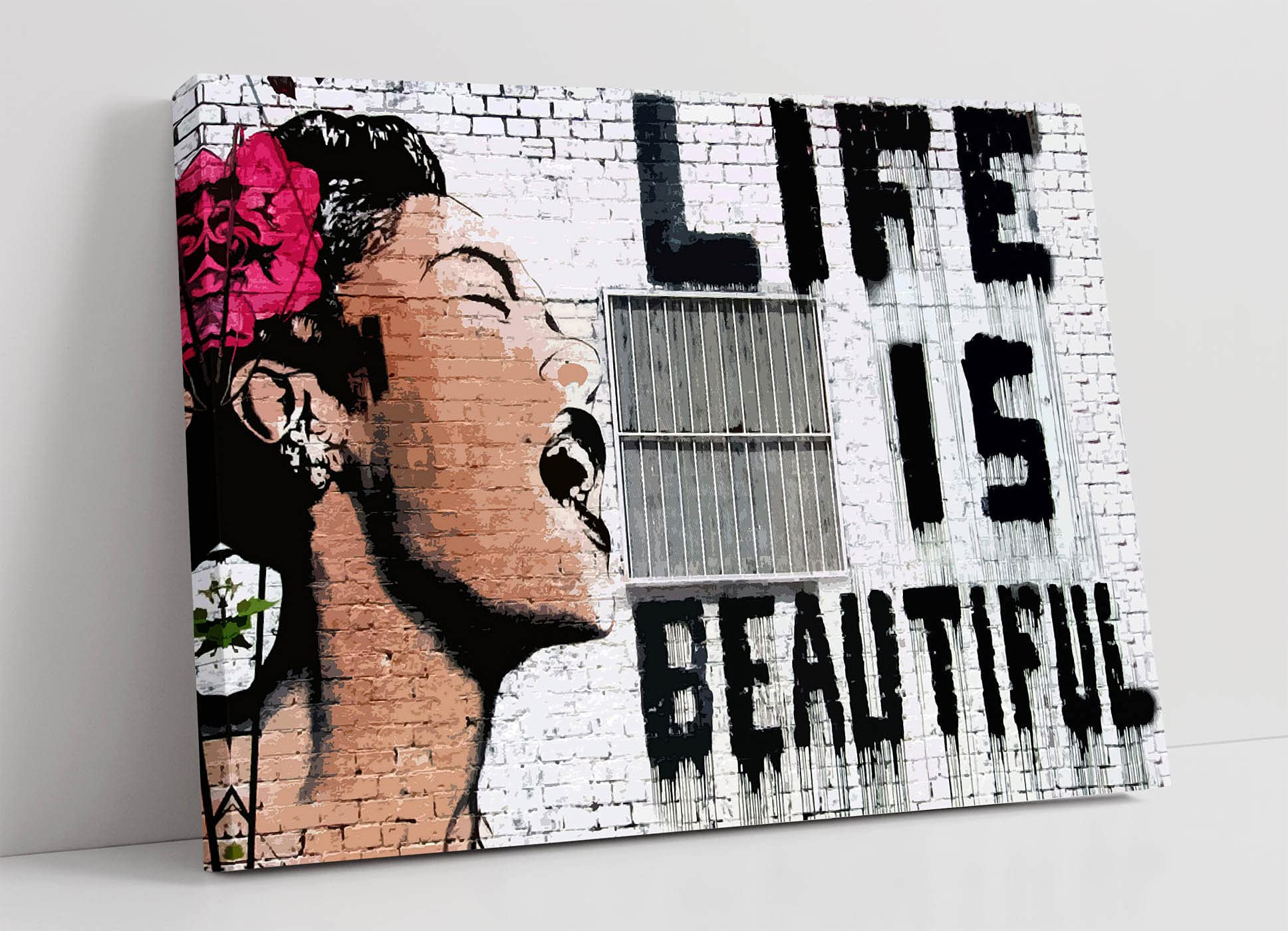 Canvasartshop - Banksy Life Is Beautiful Graffiti- Canvas Wall Art Picture Print (30X20)
