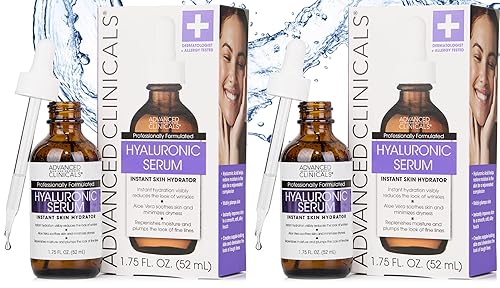 Advanced Clinicals Hidratante facial con ácido hialurónico para el cuidado de la piel para restaurar la piel suero facial antienvejecimiento para