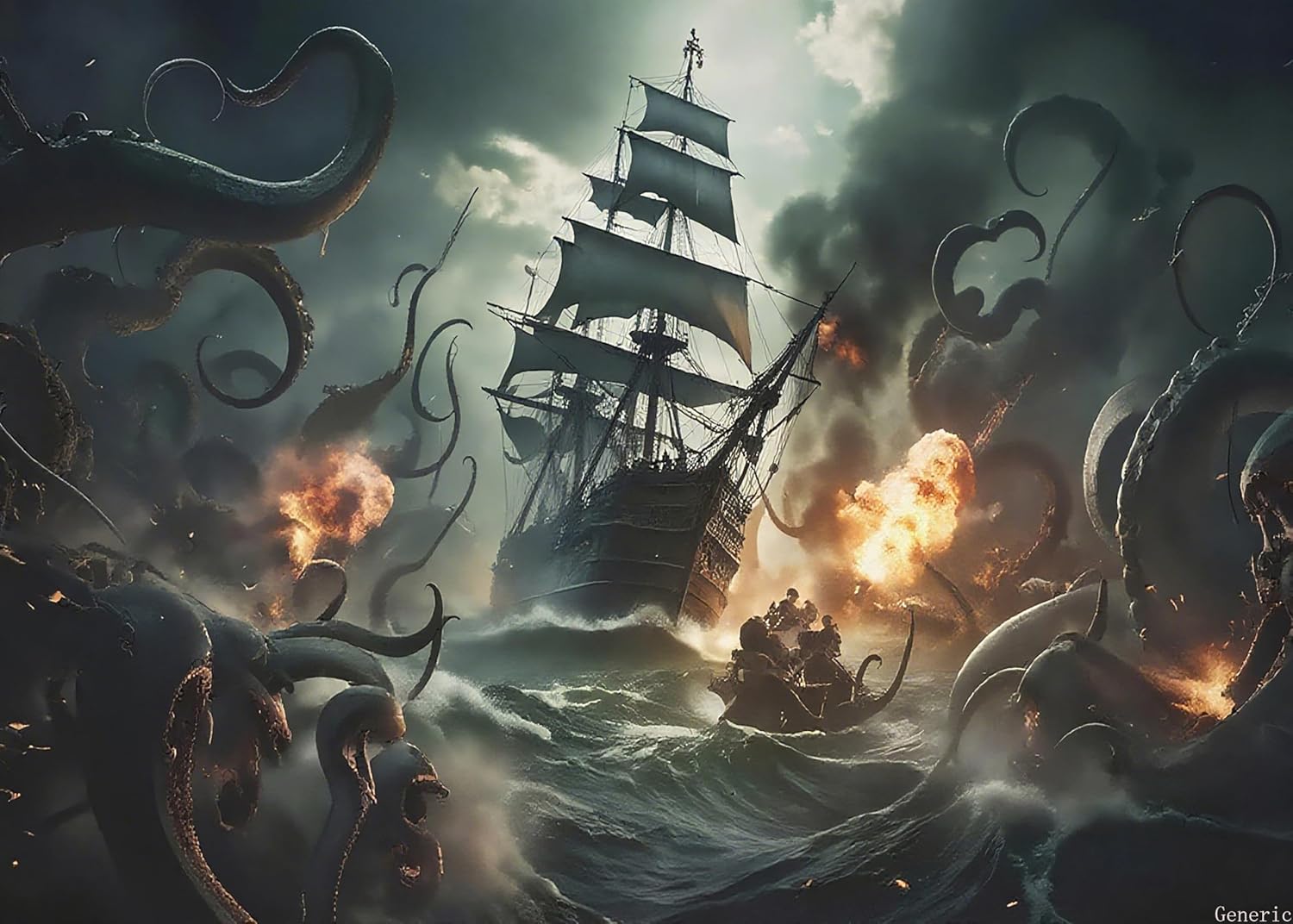 1000 Pieces Jigsaw Puzzle Pirate Ship Jigsaw for Active Thinking Party Entertainment, Challenging and Stimulating Puzzle Game, Funny Gifts 20x28in