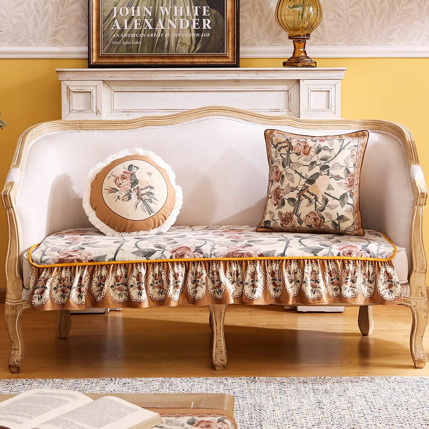 patdrea Vintage Couch Cover with Ruffle Design for Loveseat