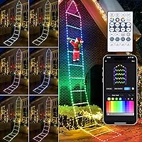 Vista 18 de Toodour - Luces de decoración navideña, 1 m de luces decorativas RGB inteligentes de Navidad con Santa Claus, luz de escalera controlada por