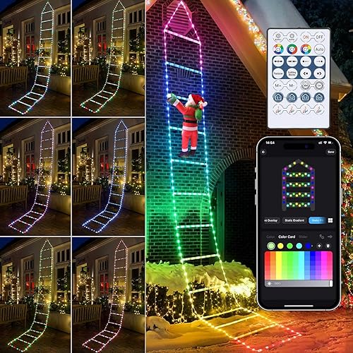 Miniatura 18 de Toodour - Luces de decoración navideña, 1 m de luces decorativas RGB inteligentes de Navidad con Santa Claus, luz de escalera controlada por Rgb