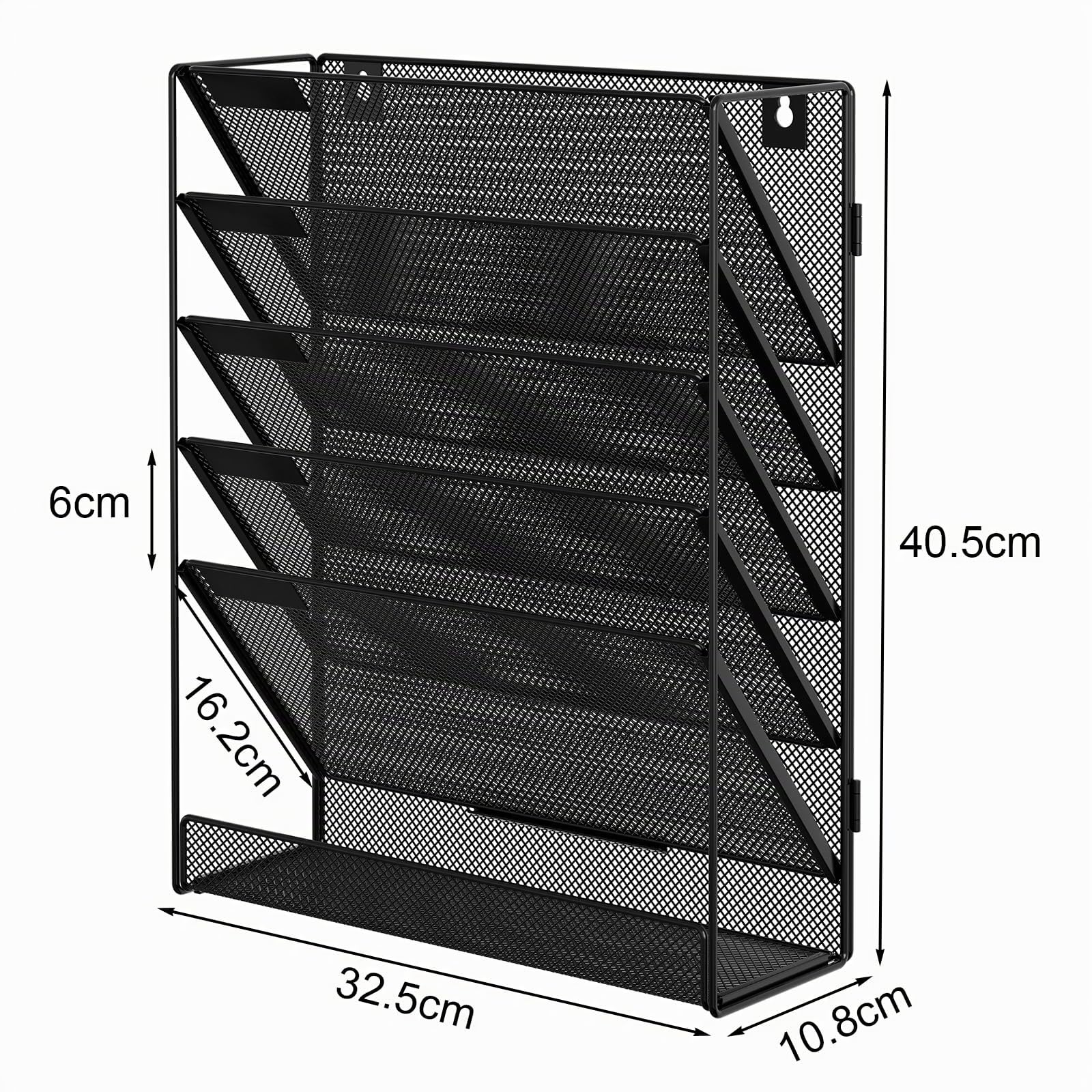 EasyPAG 6 Fächer Zusammensetzen Metall A4 Zeitschriftenhalter Wand Zeitschriften Wandhalter Aktenablage Dokumentenhalter Hängend Magazin Organizer Flyerständer Prospektspender,Schwarz