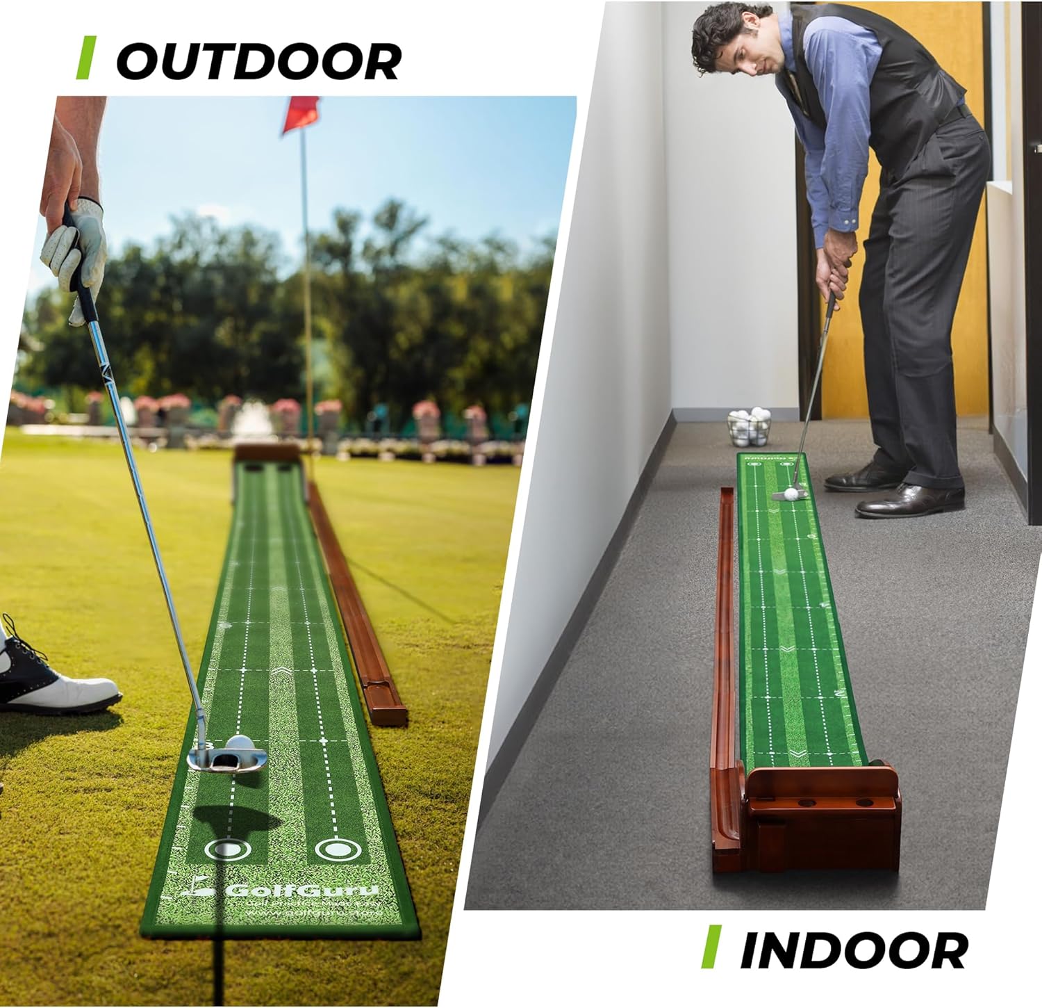 Golfguru Putting Green, 9.8ft Golf Putting Mat with Automatic Ball Return Track & Putting Mirror, Indoor Putting Greens for Home with Thickened Wrinkle-Free Crystal Velvet, Golf Accessories for Men - Image 7