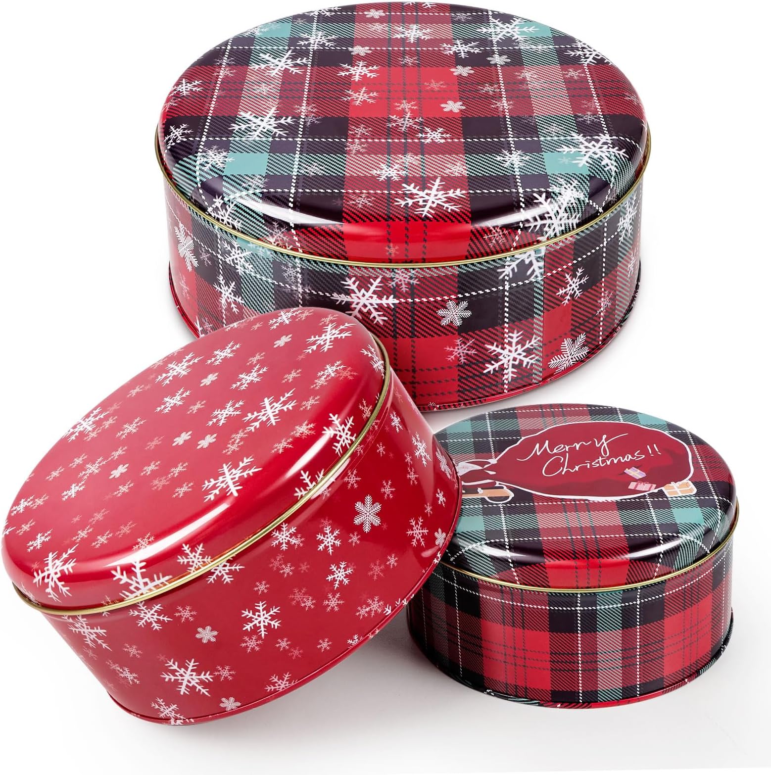 Nitial 6 Pcs Christmas Cookie Tins with Lids Nesting Metal