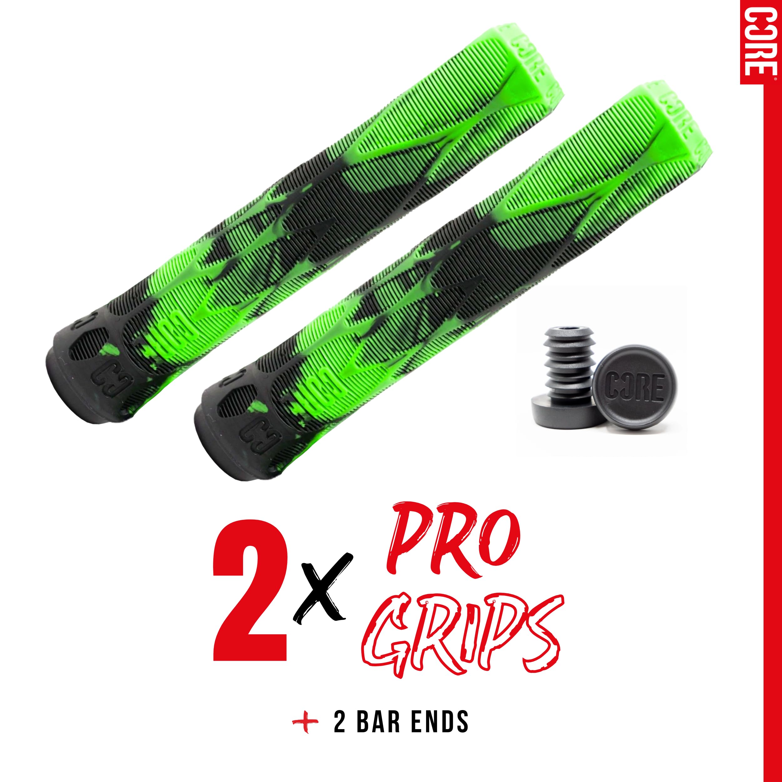 CORE Skinny Boy Handlebar Grips for Bikes & Scooters BMX Cycling Mountain Bike Soft Non Slip Longneck Bike Grips Bar Ends Included fits All Stunt Scooters BMX MTB - Image 4