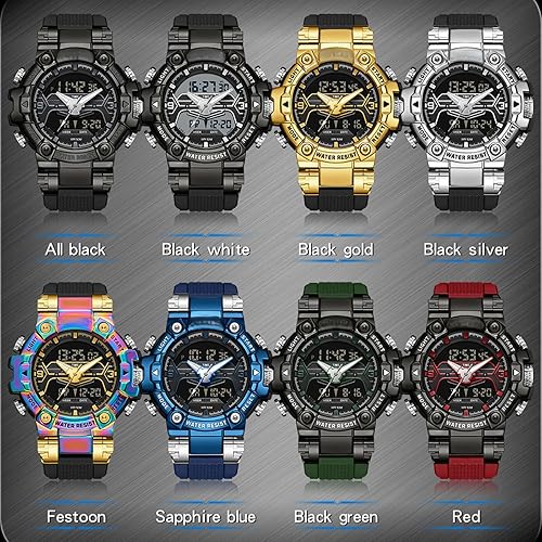 Miniatura 6 de findtime Relojes de diseñador genial para hombre, color azul, gran cara, relojes para hombres, electrónico único, deportivo, militar, audaz, para