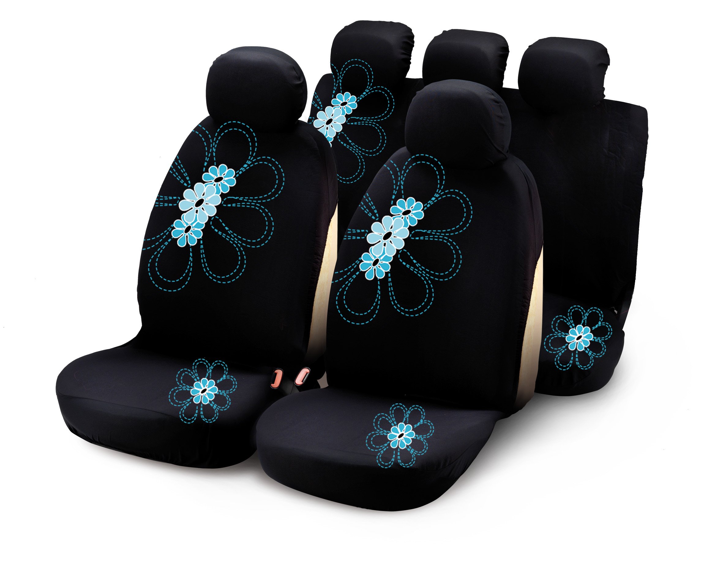 Bottari SpA 29017 My Spring Flower Car Covers - Black/Blue (9 Pieces)