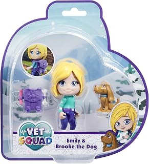 Vet Squad Vet Pet Assortment-Emily & Brooke The Dog, 3 Inch Articulated Vet Figure with pet and Accessories