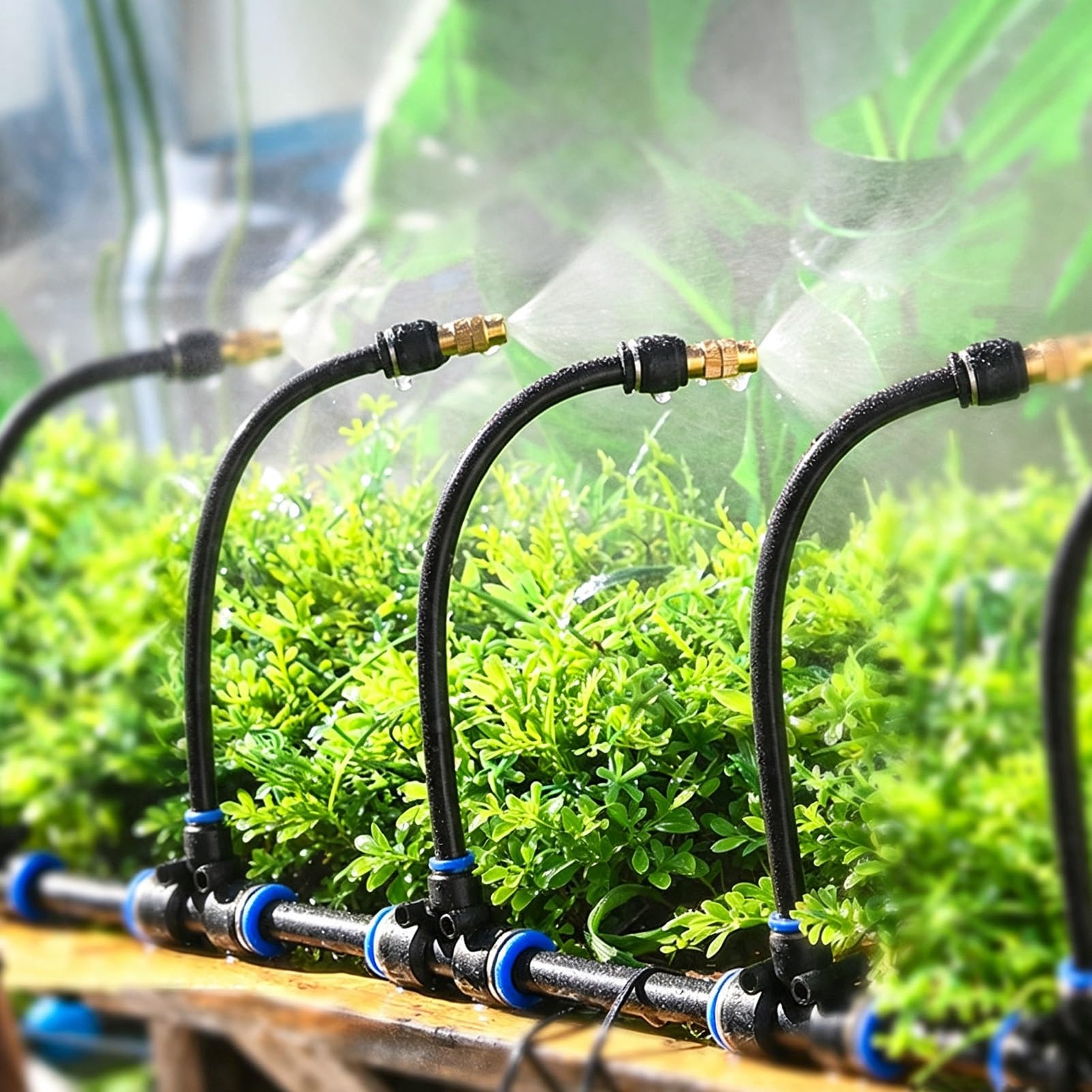 Sistema de Riego por Goteo Sistema de Riego por Pulverización para Plantas | Kit de Riego por Nebulización, Caudal de Agua Ajustable, Dispositivos de Goteo para Invernaderos(145m/475.6ft)