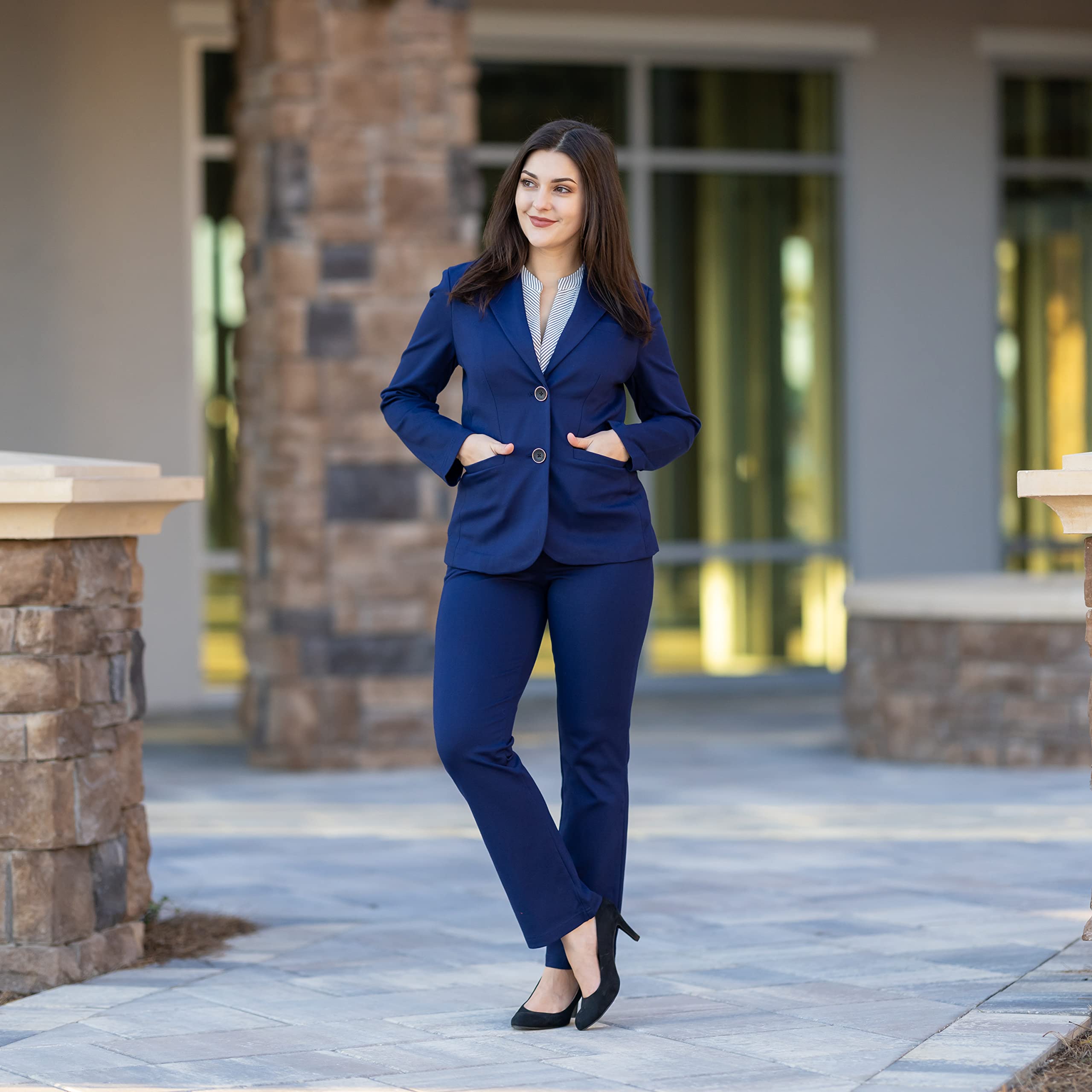 Marycrafts Damen Zweiteilige Anzüge - Business Blazer Hosenanzug Set Professionelle Arbeit Outfit für Büro