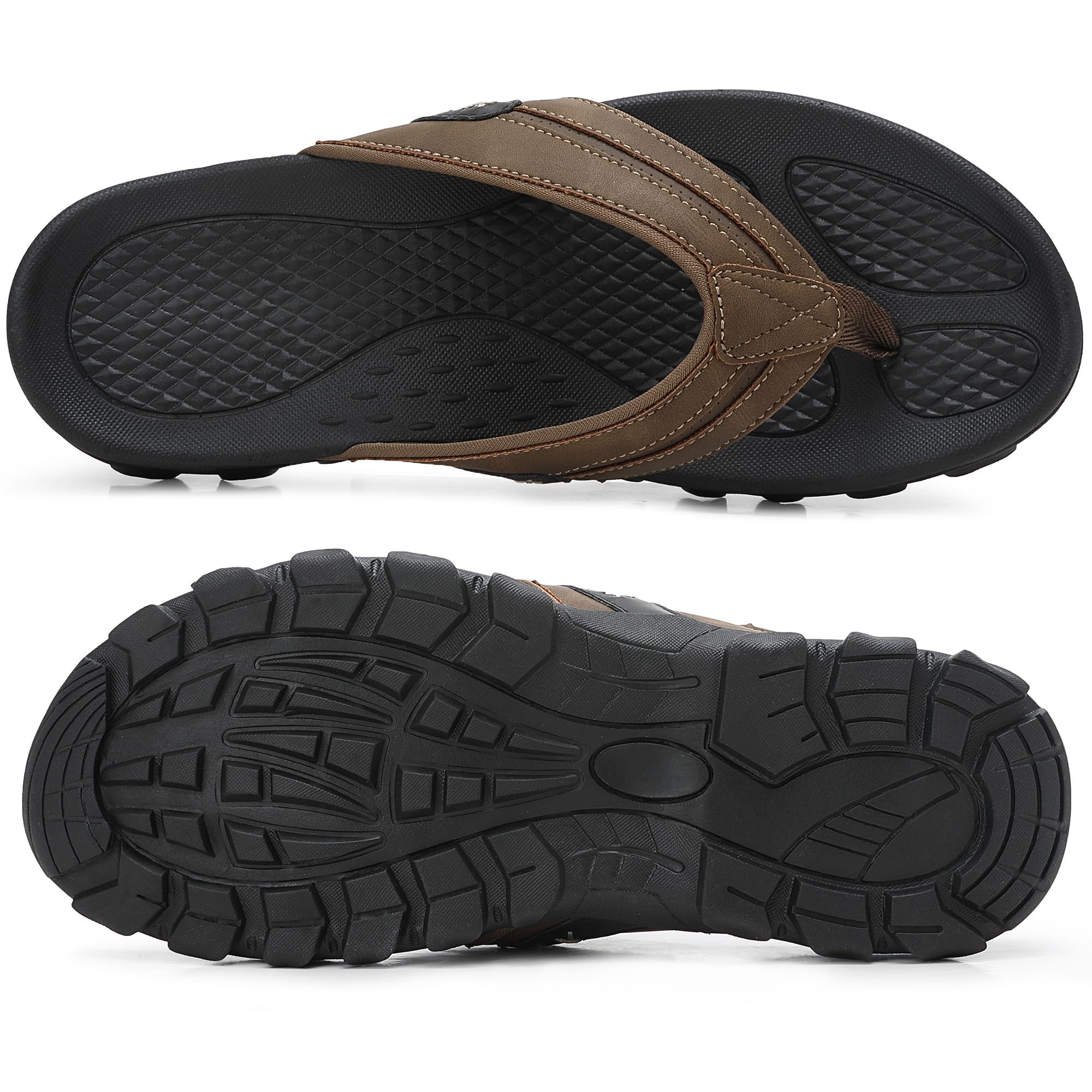 ARRIGO BELLO Tongs Homme Été Tongue Cuir Claquette Confortable Piscine Plage Antidérapant Sandales Taille 41-46