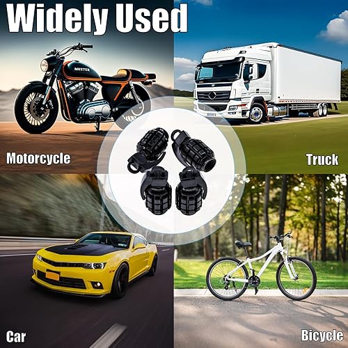 Miniatura 4 de 4 tapas de válvula de neumático de granada cromada, tapas de válvula de neumático de acero inoxidable para automóviles, camiones, SUV, motocicletas,