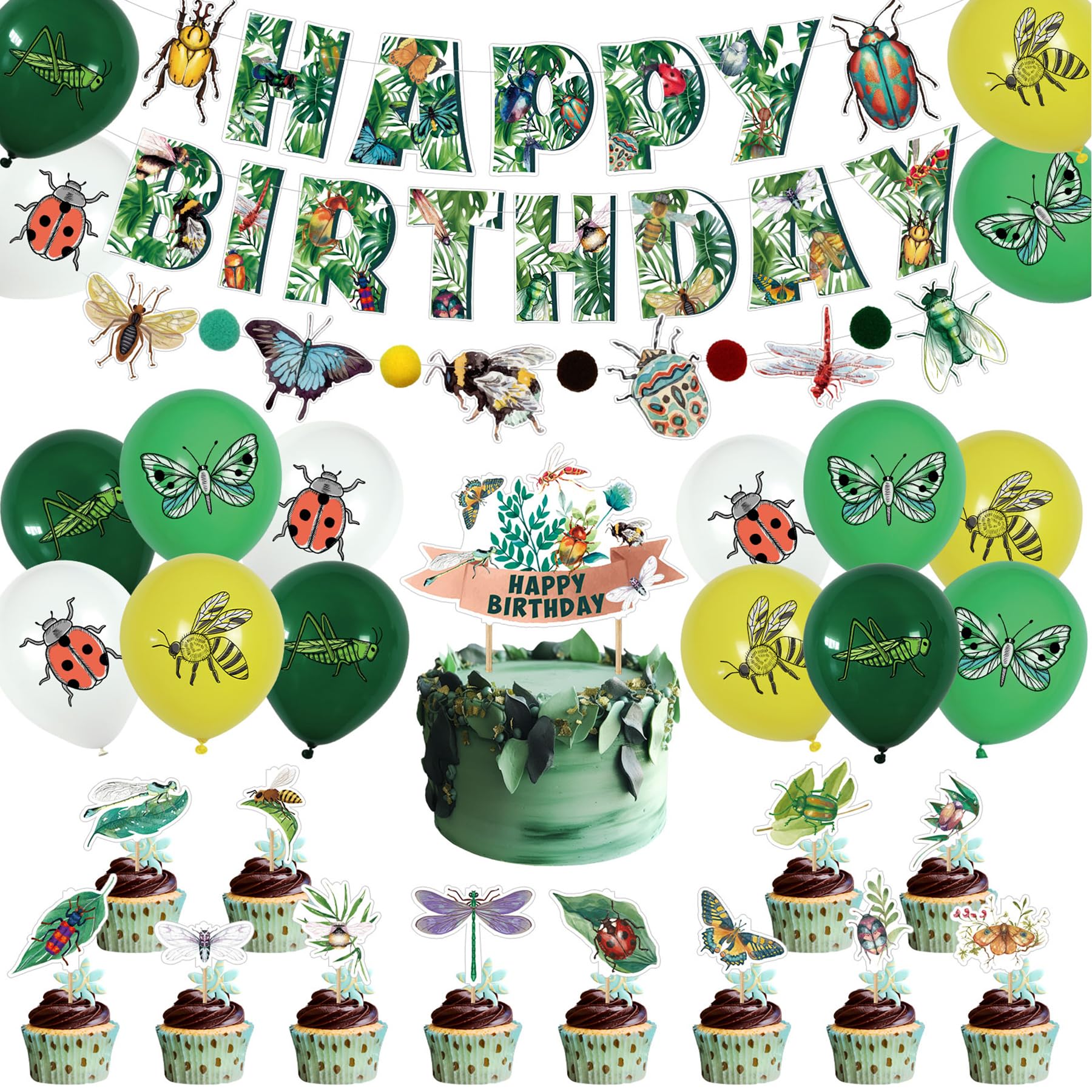 Insekten-Geburtstagsbanner 'Spring Bugs' - Wiederverwendbare Deko Für Käfer-Party - Bunt & Fröhlich