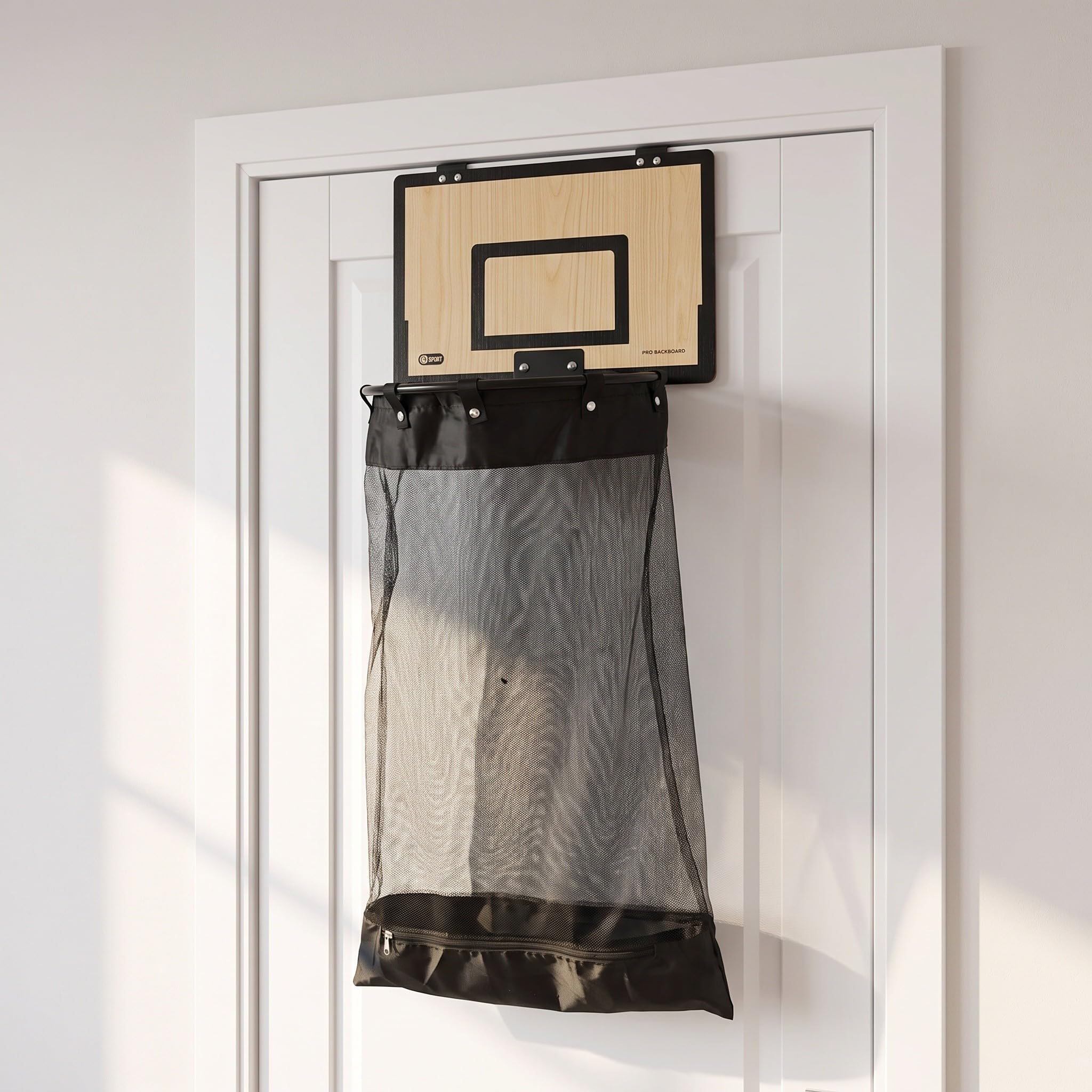 Toyvian Türhängender Wäschekorb mit Basketballkorb und Eisen