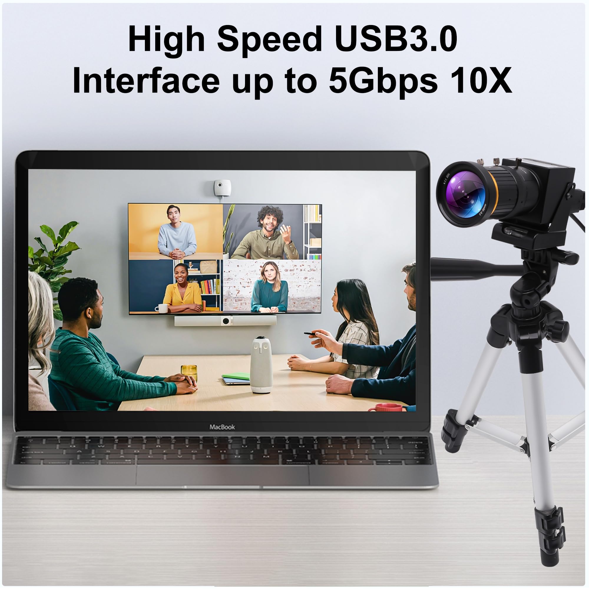 Zoom Ottico 10X 60fps HDMI USB3.0 Fotocamera 4K Ad Alta Velocità H.264 Uscita simultanea Webcam PC Plug and Play per Sicurezza Informatica Industriale Live Streaming CCTV Proiettore