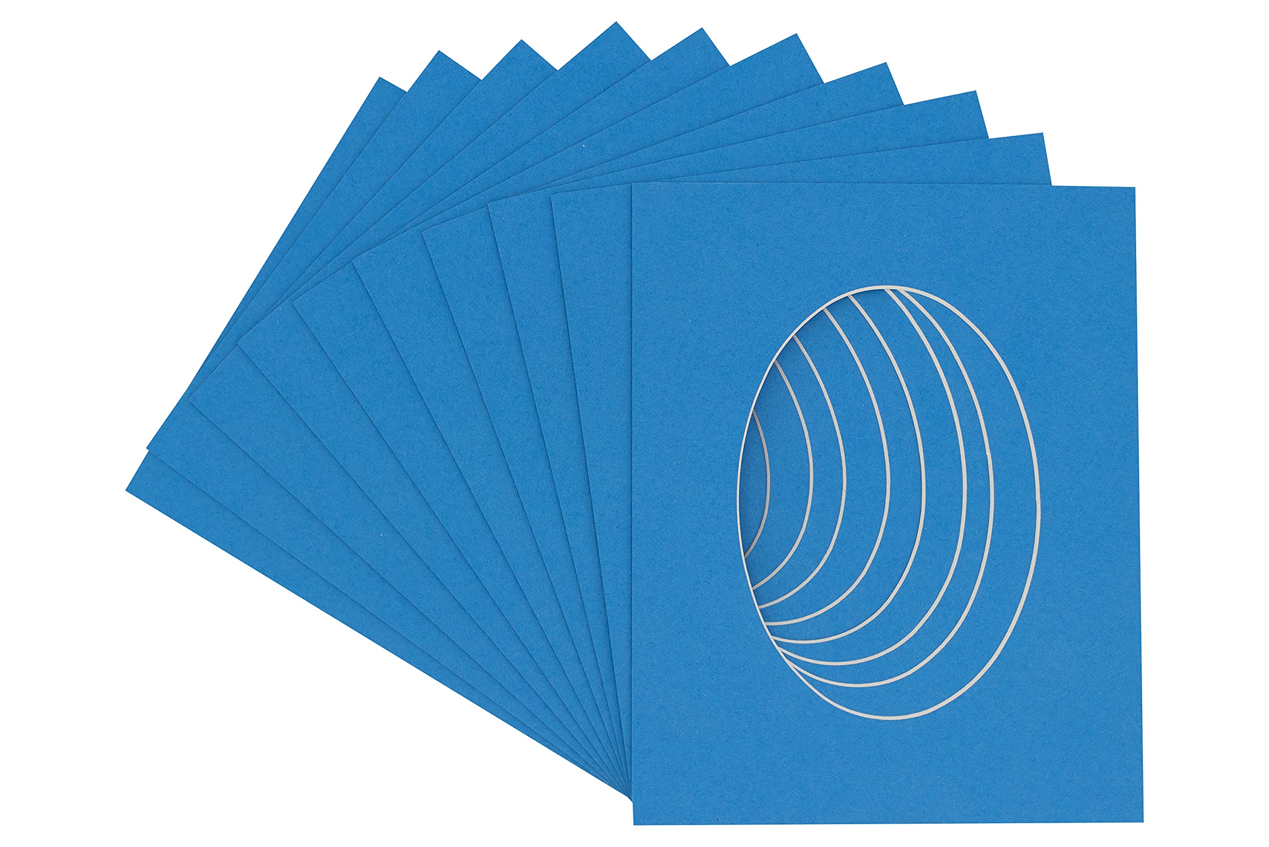 CountryArtHouse Bay Blue Acid Free 10x13 Oval Picture Frame Mat with White Core Bevel Cut for 8x10 Pictures - Fits 10x13 Frame - Pack of 25 Matboards