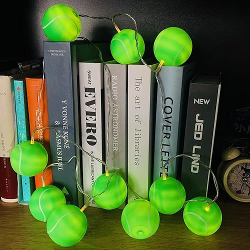 Miniatura 9 de 5.4 ft de largo, 10 pelotas deportivas para interiores, funciona con pilas, luces LED con forma de tenis, luz nocturna para Halloween, Navidad,