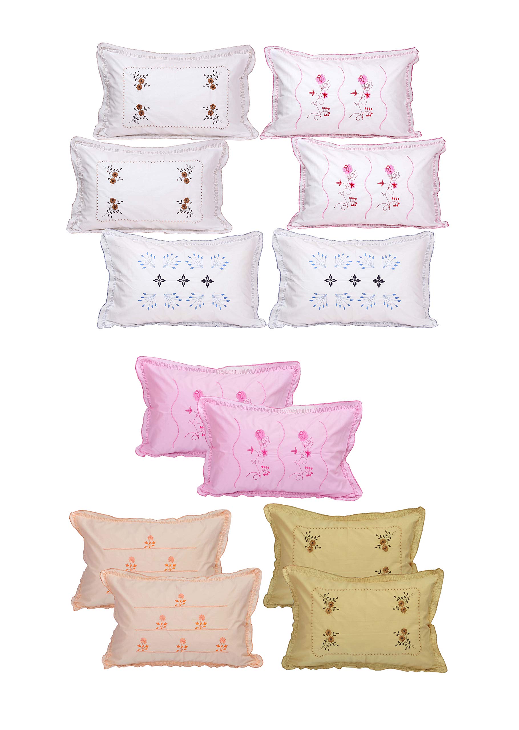 Rj Products™ 100% Cotton Pillow Covers Set of 6 Piece, Embroided Pillow Covers (White & Multicolor) (B07F6ZVKB9) Amazon Price History, Amazon Price Tracker
