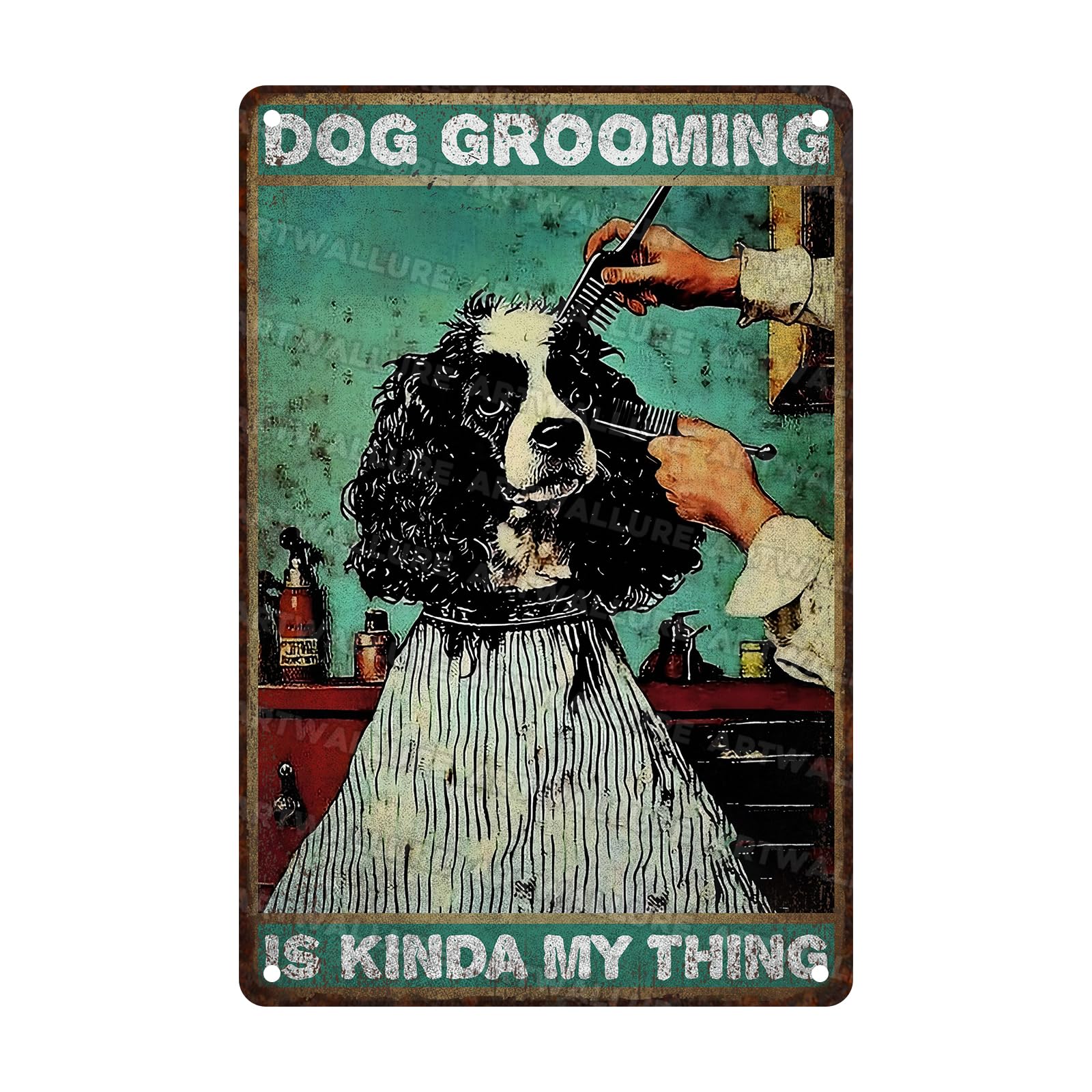Vintage Dog Sign Dog Grooming Is Kinda My Thing Metal Aluminum Tin Sign for Home Bar Pub Kitchen Garage Restaurant Wall Deocr 8x12inch