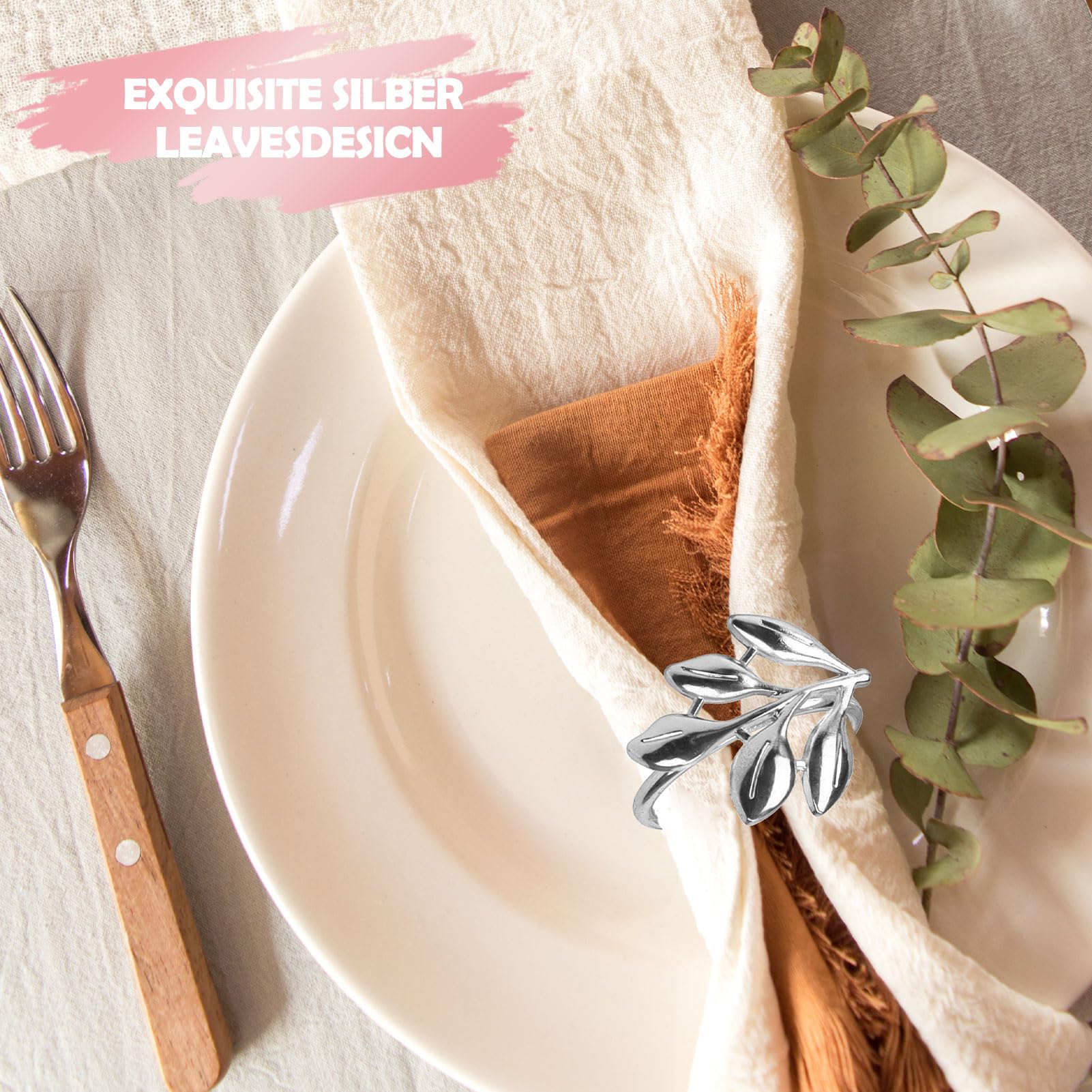 Servilleteros Elegantes Pack 12 Unidades Juego De 12 Servilleteros  Plateados Elegantes - Para Navidad, Bodas Y Decoración De Mesa Servilletas  Navidad, image size:1601x1601