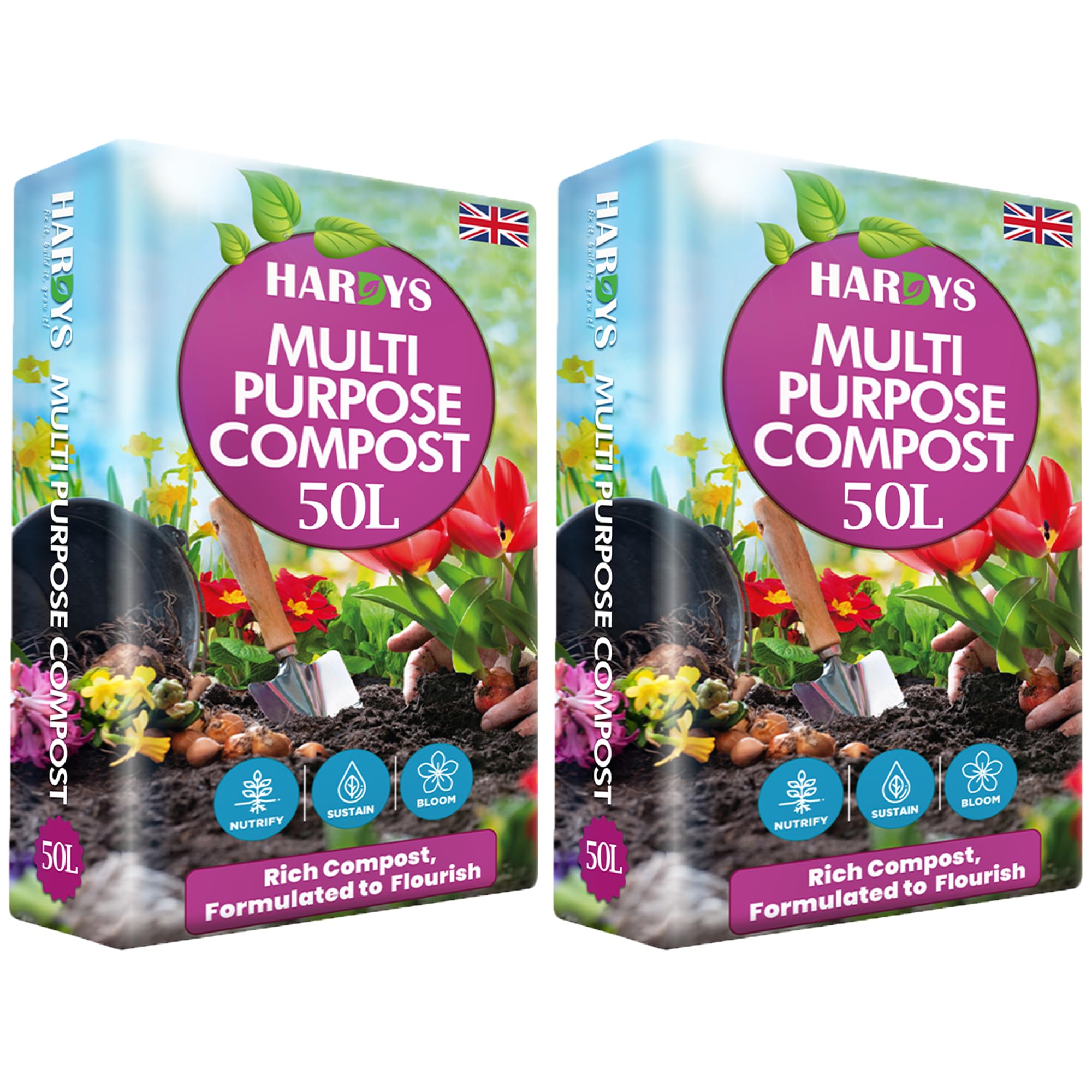 Hardys 100L Multi Purpose Compost - Potting & Seed Compost for Outdoor Plants | All Purpose Indoor Plants Potting | Nutrient Rich Fertiliser for Garden, Pots, Planter Beds