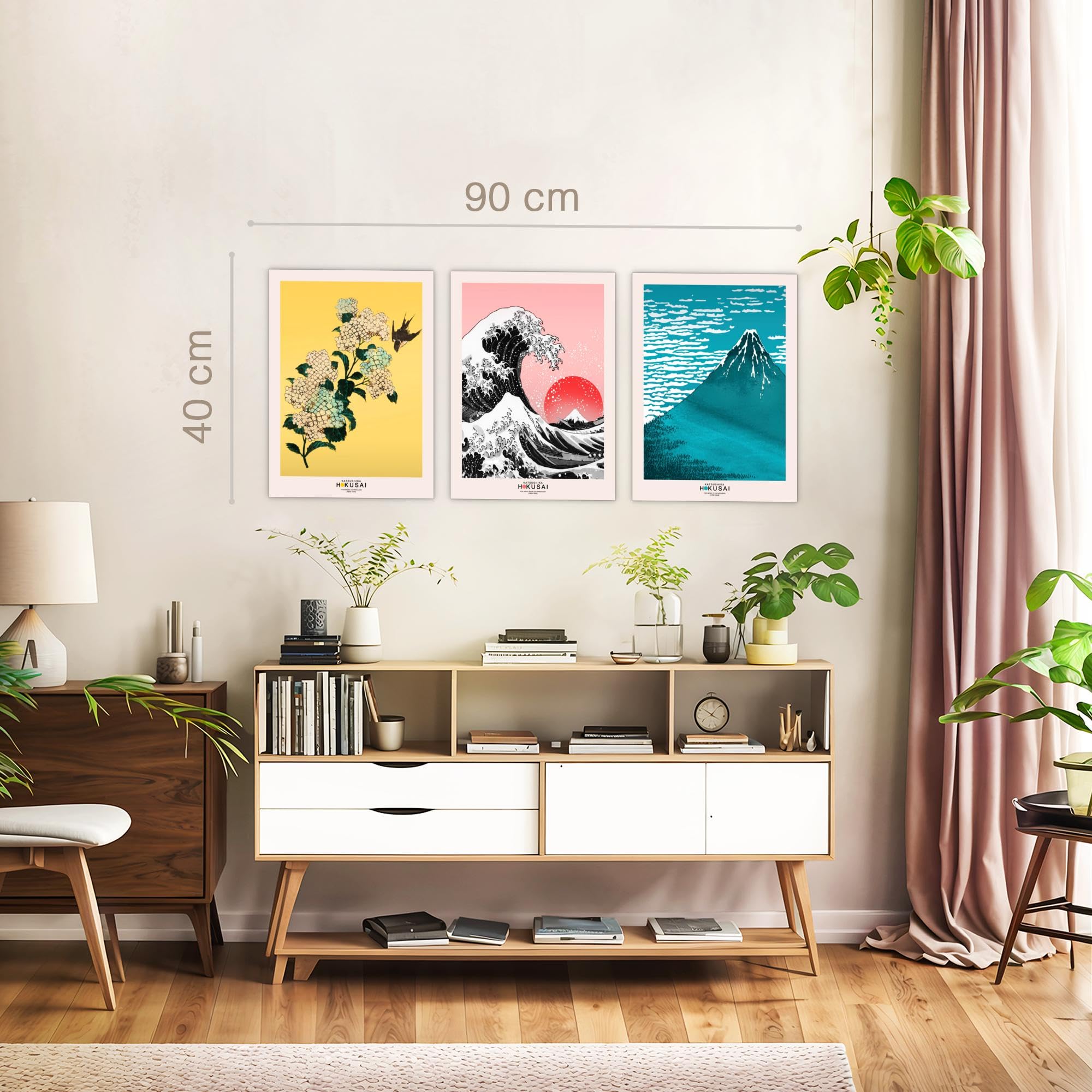 Novart Wandbilder Set Blumen - KOMPLETT AUFHÄNGFERTIG - Wohnzimmer Schlafzimmer Büro Deko - 3 Moderne Bilder Blüten - N040735a