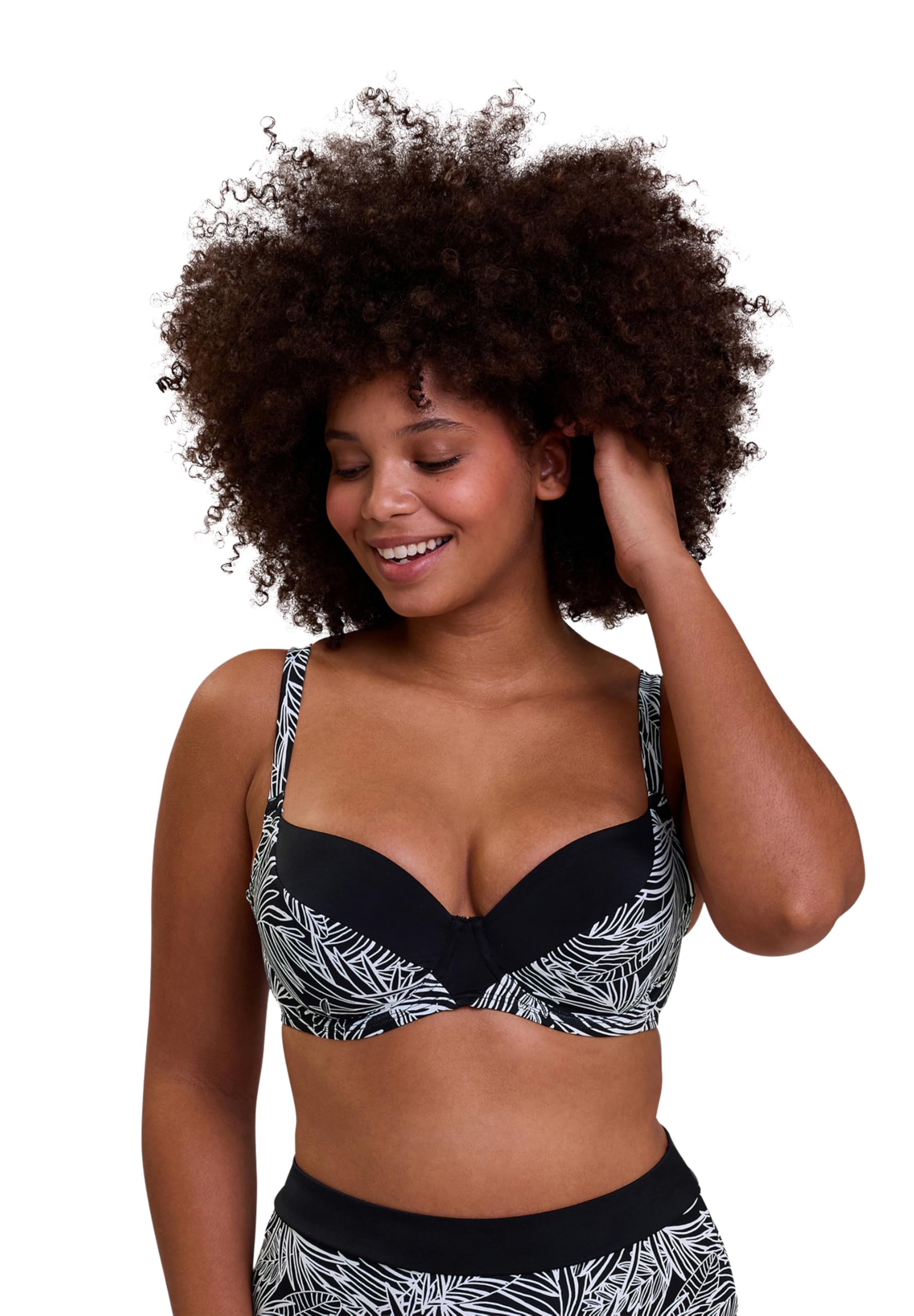 Sans Complexe Women's Graphic Palm Tree Print Seychelles Bikini Top, 34D