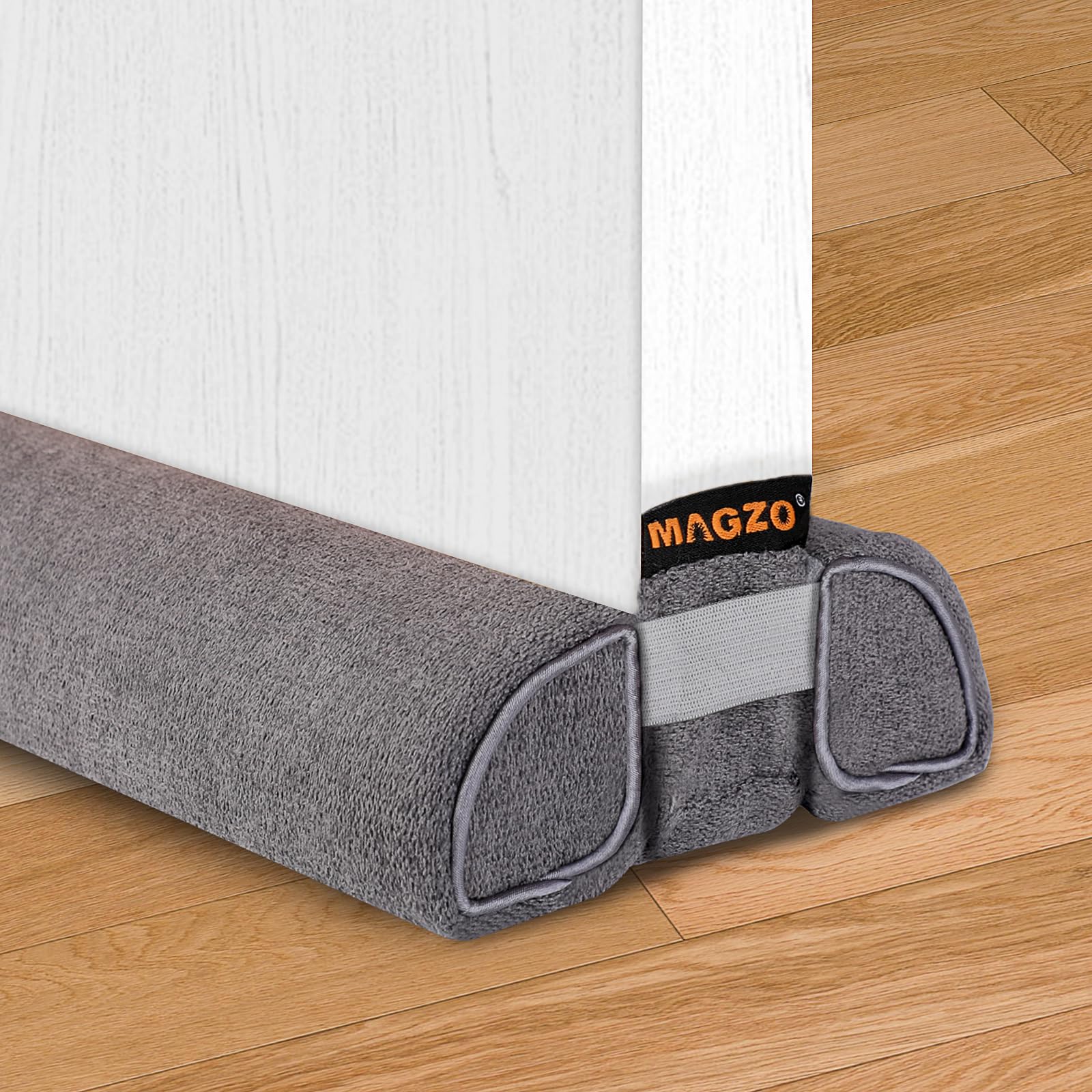 MAGZO Door Draft Excluder 110 cm, Double Side Adjustable Length Draught Excluder for Bottom of Doors Save Energy Air Blocker, Grey