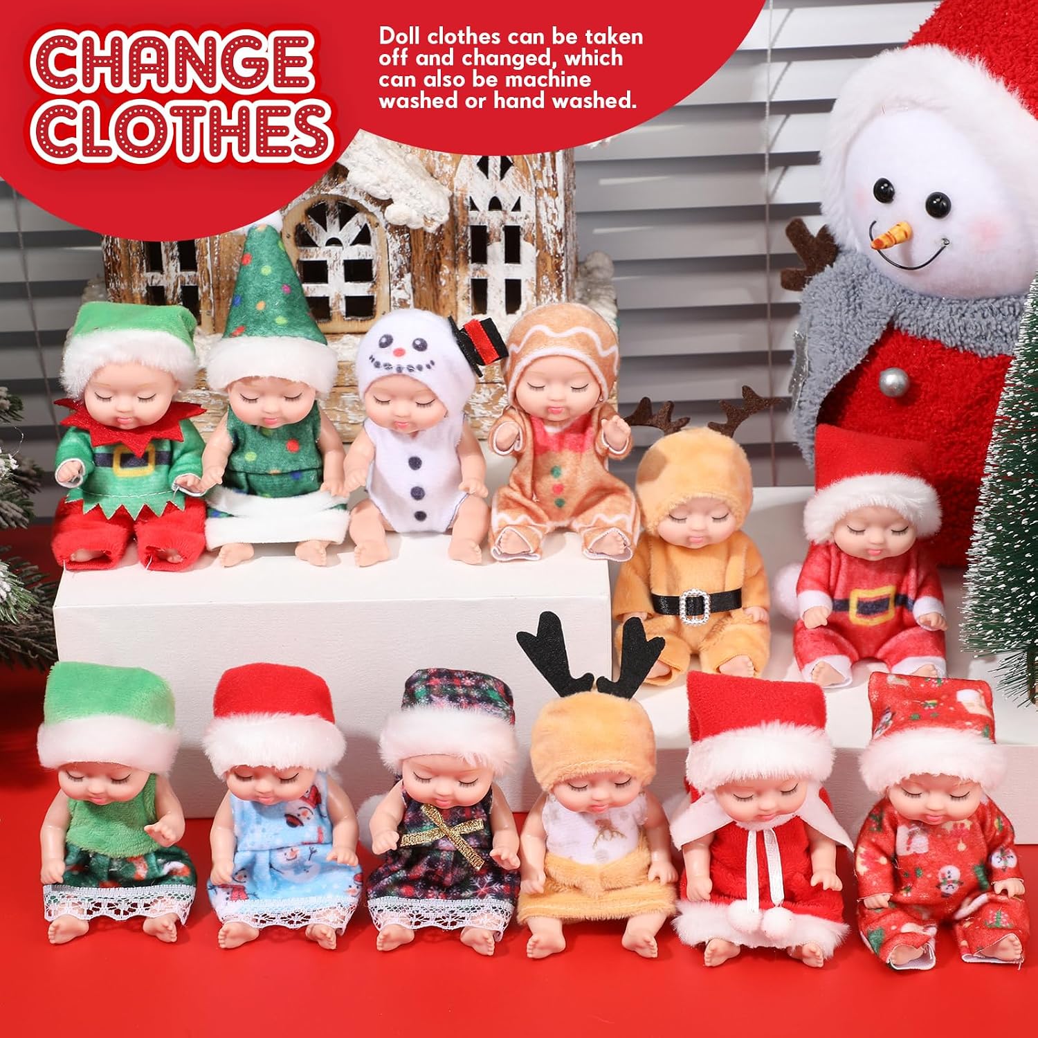 Hanaive 12 Pcs Mini Reborn Baby Doll, Santa Style image 4