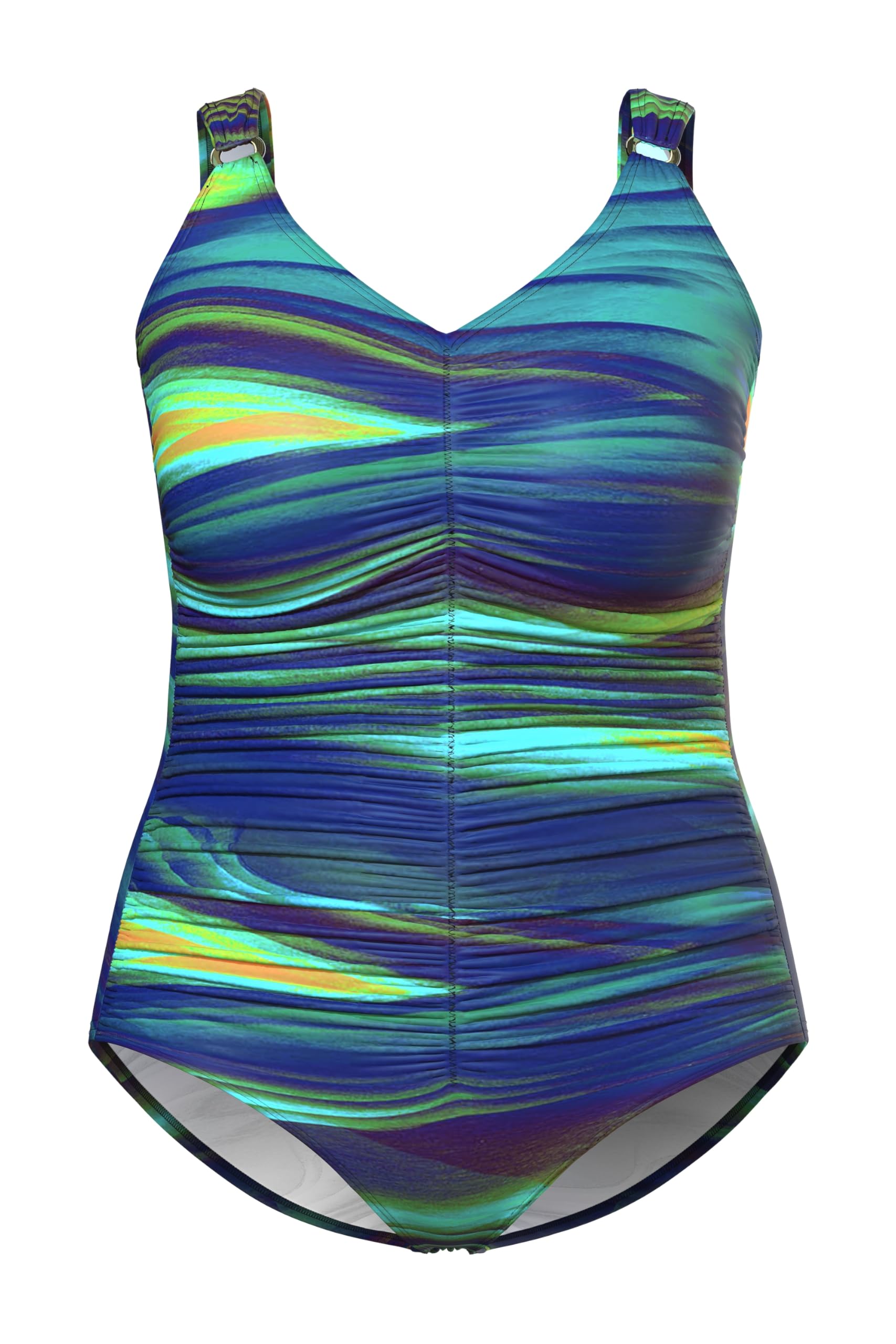 Ulla Popken Damen große Größen Übergrößen Plus Size Badeanzug, Raffung, Softcups, recycelt 837625