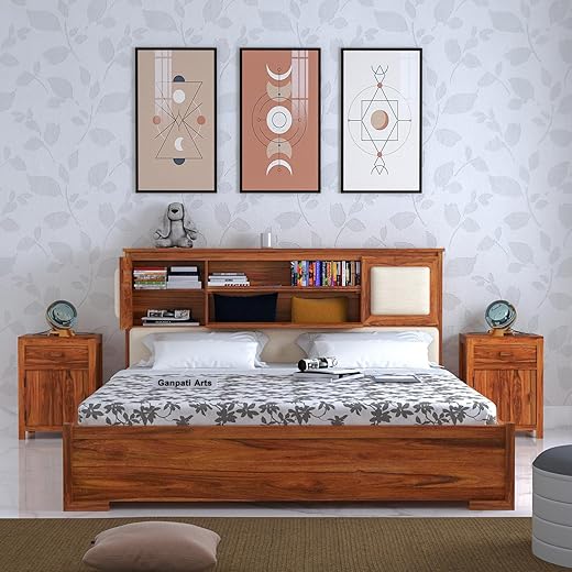 Ganpati Arts Sheesham Wood King Bed with Storage