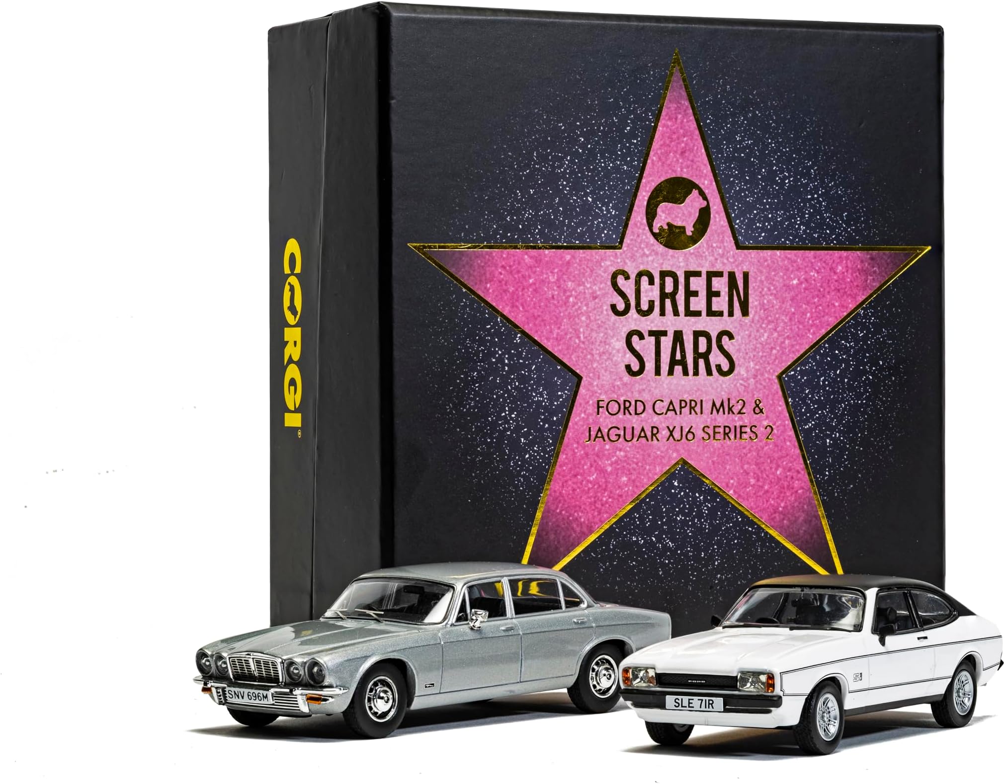 CC91992 Screen Stars - Ford Capri Mk2 20S Diamond White Jaguar XJ6 Series 2 Silver Die Cast Model