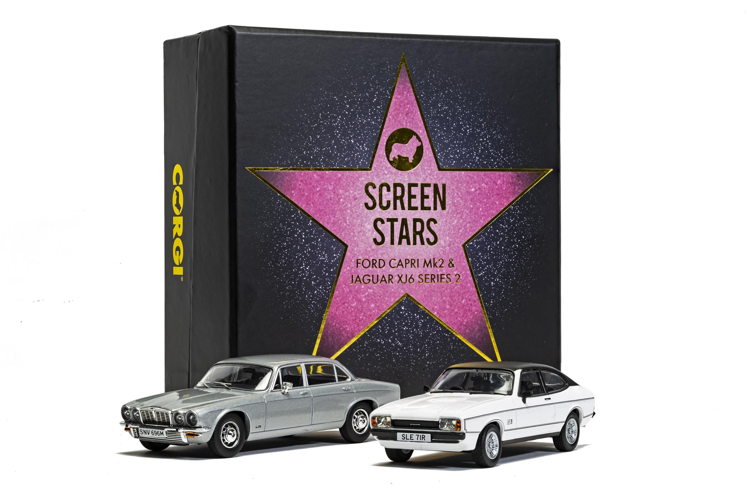 Corgi Diecast Model Cars, CC91992 Ford Capri Mk2 2.0S and Jaguar XJ6 Series 2, Men, Women & Kids Souvenir Gifts from UK