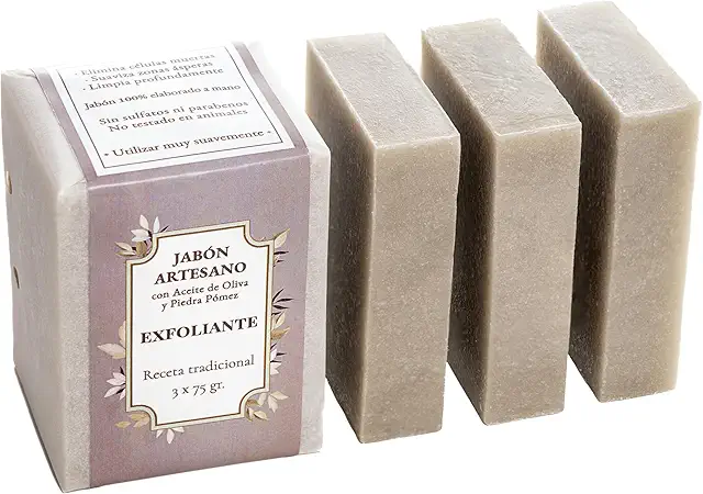 Jabón Exfoliante Corporal y Facial CABRERIZO - 3 Unidades 75g - Piedra Pómez Natural