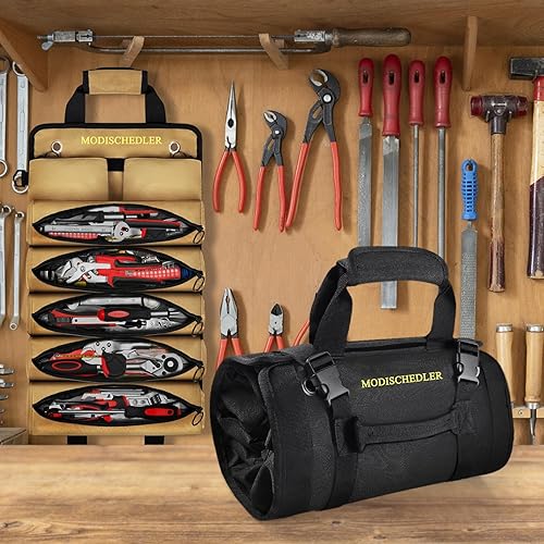 Miniatura 6 de Bolsa de herramientas expandida, 5 compartimentos y 2 bolsas de herramientas extraíbles, bolsa de herramientas portátil para electricistas y