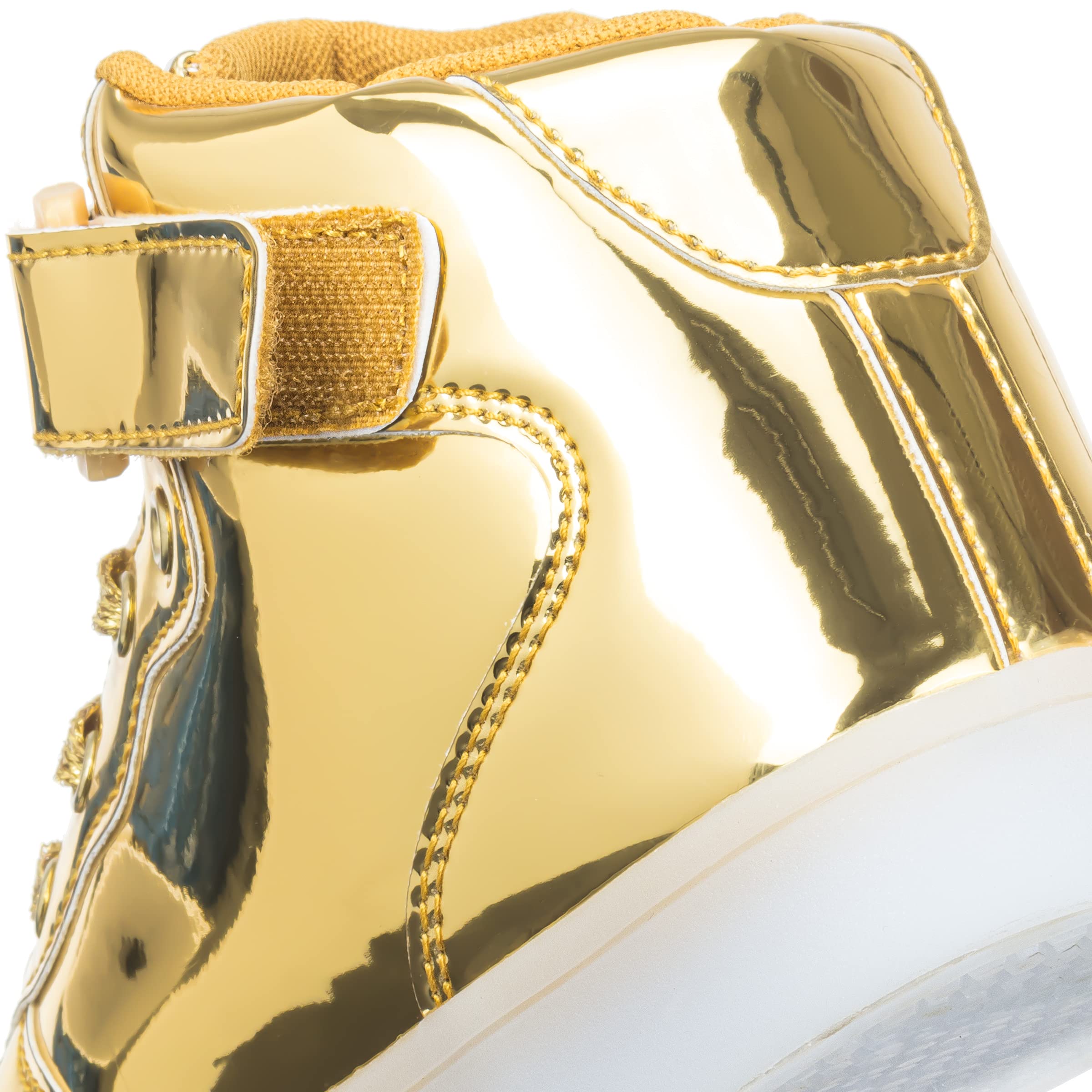APTESOL Niños Juventud LED Light up Trainers Niños Niñas High Top Cool Intermitente Zapatos Unisex Zapatillas [Gold, EU29]