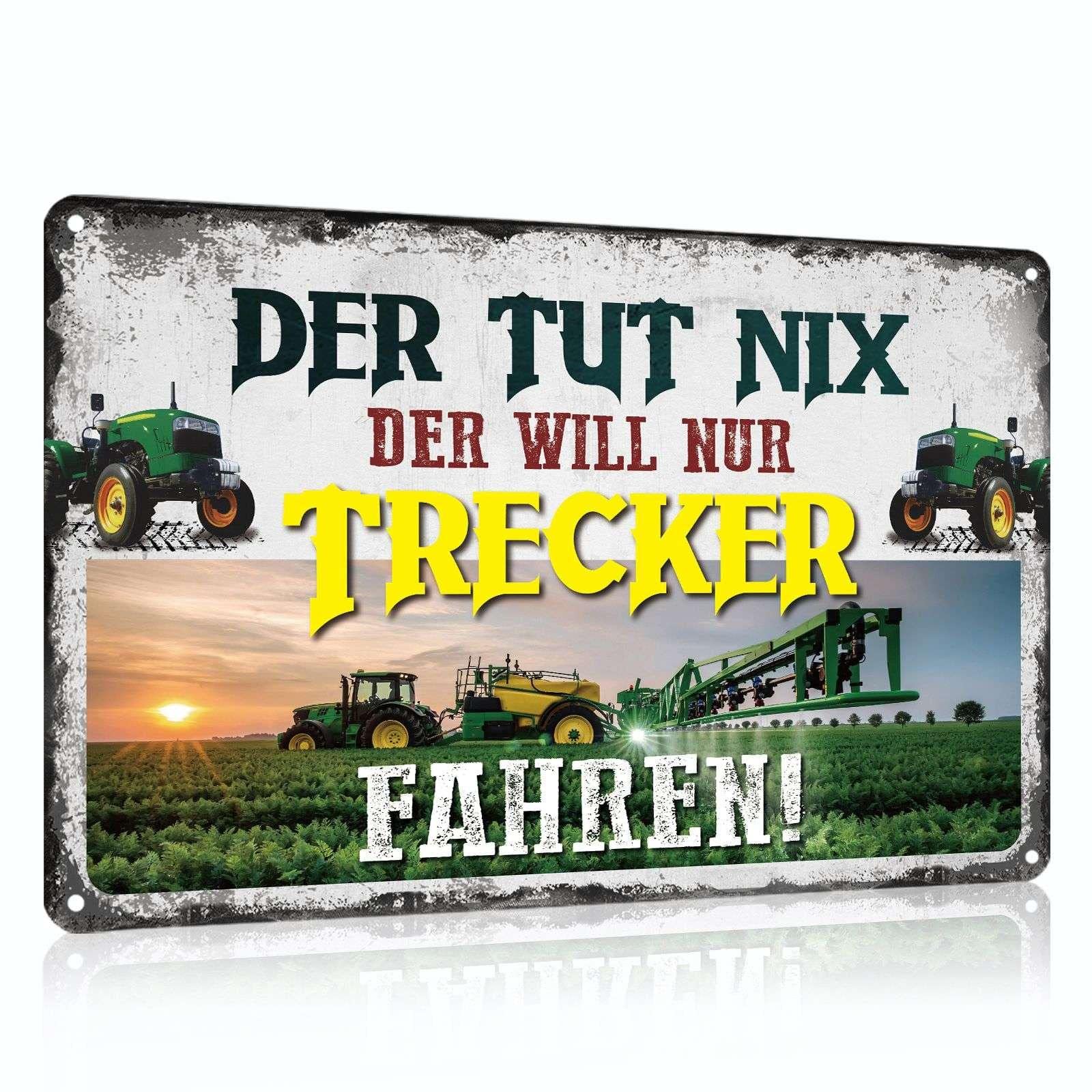 Trecker Blechschild 20x30cm - Wetterfestes Metallschild Für Landwirte & Traktor Fans