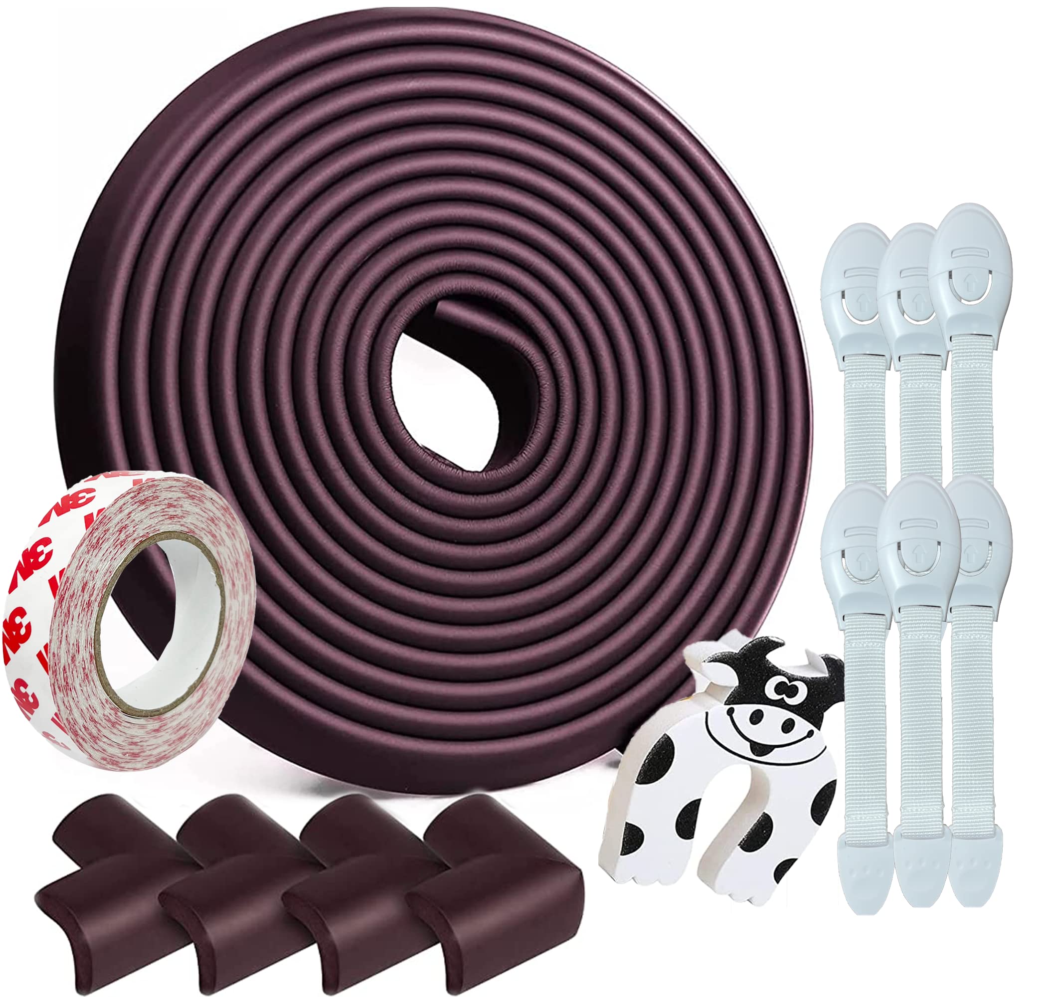 Swift Baby Safety Corner Guard | Child Safety Furniture Bumper | Table Edge Corner Protector | Baby Proofing Foam with 3M Pre-Tape for Furniture Edges & Corners | 6M (Brown)