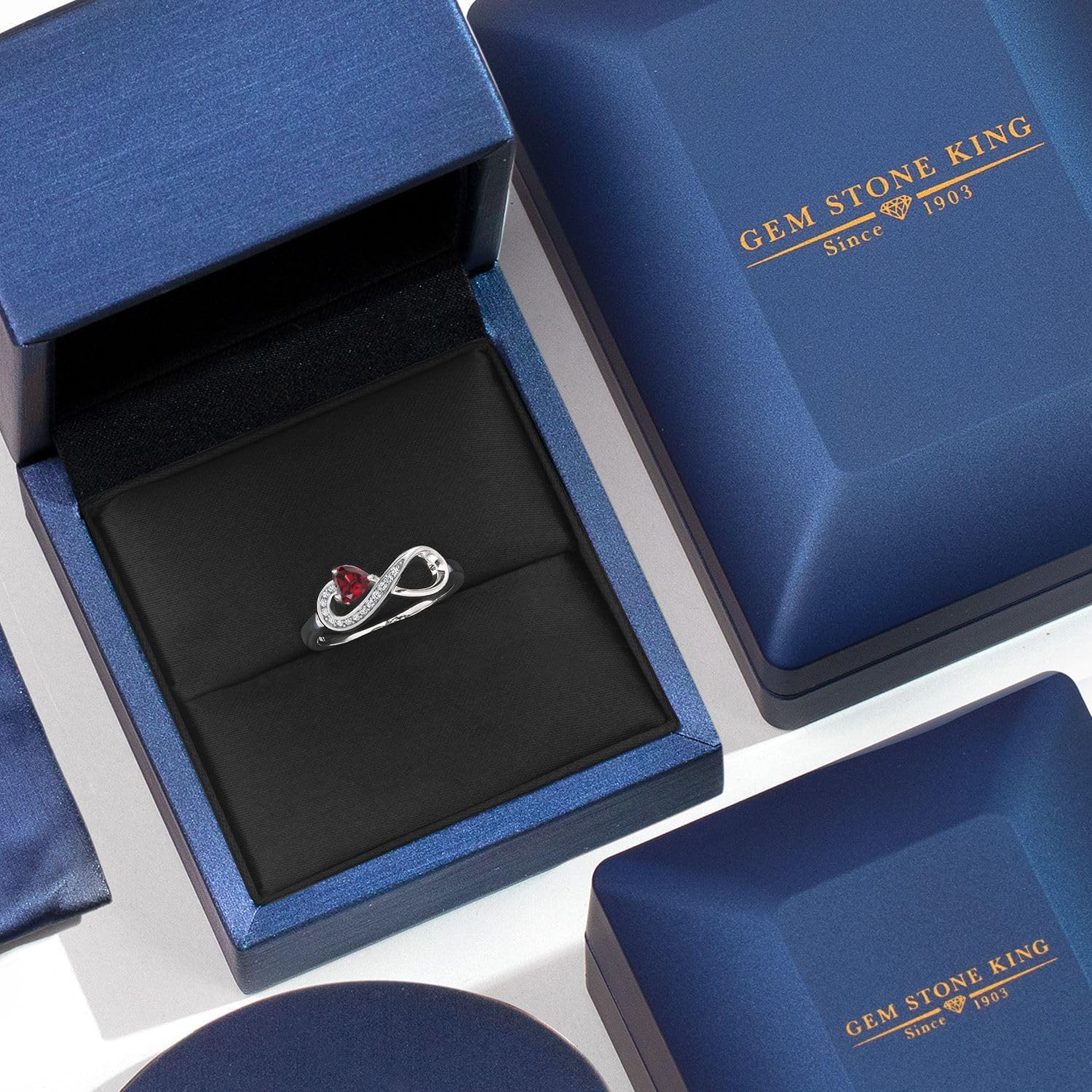 Gem Stone King Heart Shape Gemstone Birthstone Infinity Ring For Women | 925 Sterling Silver | Wedding Engagement Anniversary Promise Ring | 4MM Heart | Available in Size 5,6,7,8,9