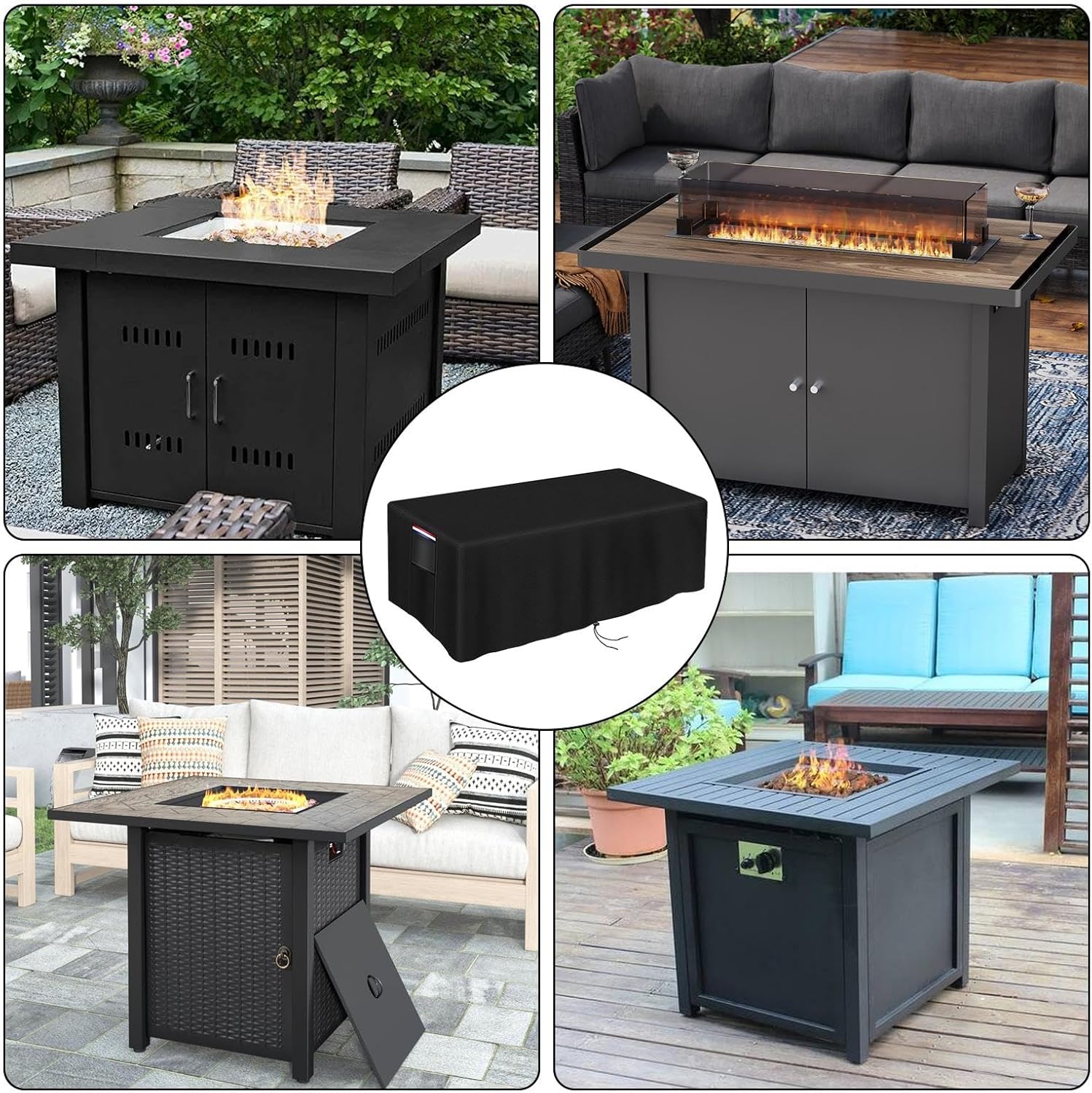 Square Fire Pit Cover,Rectangular Outdoor Patio Fire Pit Cover - Waterproof and Windproof Fire Pit Cover - Practical Handle Design, Leakproof Liner, Fac