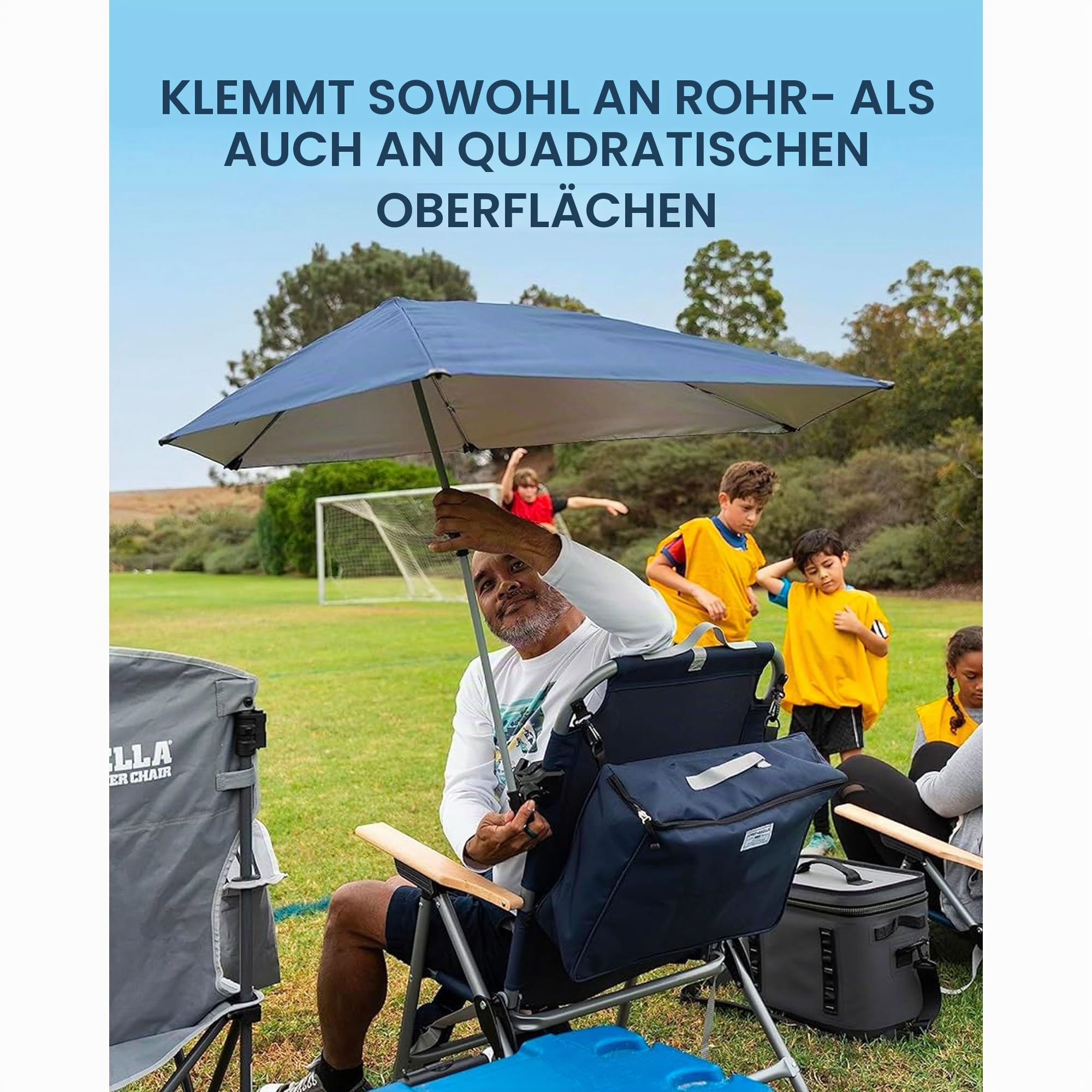 Sport-Brella Versa-Brella Sonnenschirm – Reflektiert Wärme und Bietet UPF 50+ Sonnenschutz, Klemmt An Fast Jeder Oberfläche, Montiert An Stühlen, Tribünen, Golf-Taschen, 96cm x 100cm