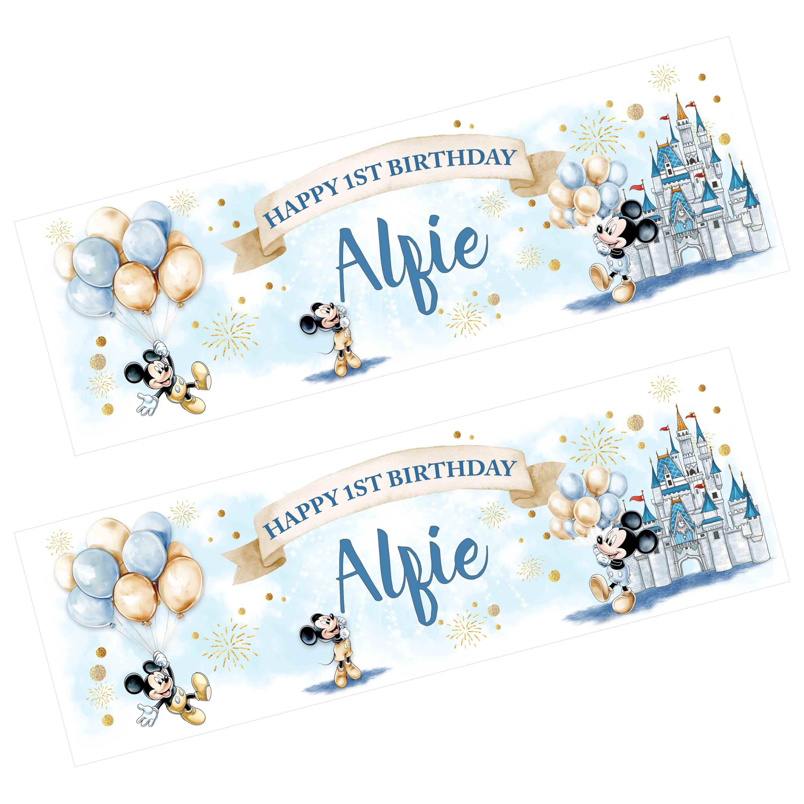 Mouse Banner x 2. Personalised Birthday Banner. Party Decoration, Birthday Gift, Mickey Party Banner