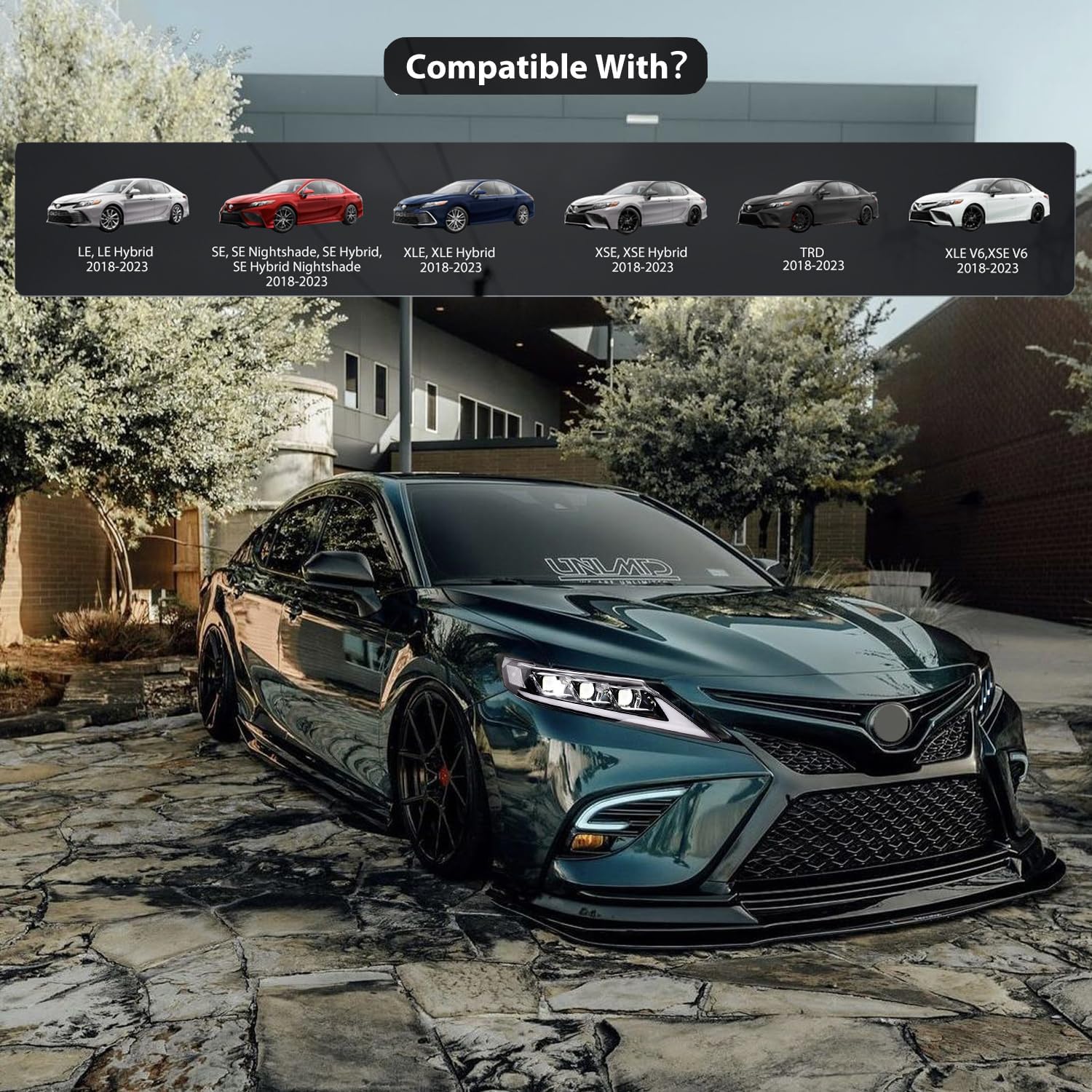 New Triple Headlights for 2018-2023 Toyota Camry XSE XLE TRD LE SE Nightshade AWD Hybrid Head Light 2018 2019 2020 2021 2022 2023 Camry Headlamp (A Pair, Plug&Play)